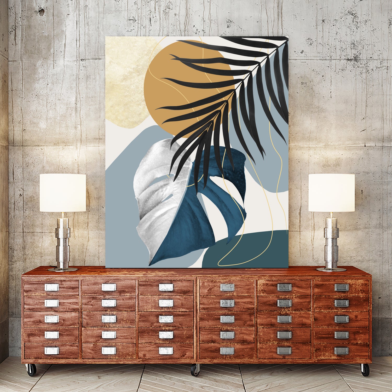 Monstera Abstract #2 #tropical #decor #art by Anita & Bella Jantz on GIANT ART - blue digital drawing