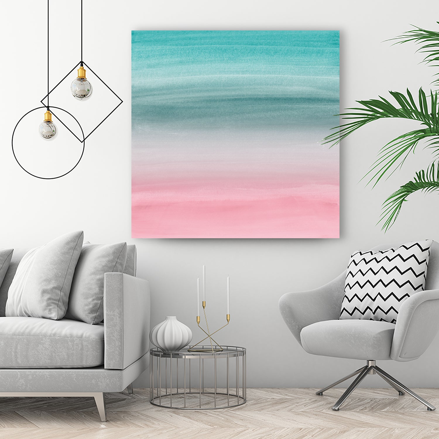 Touching Pink Teal Turquoise Watercolor Abstract #1 by Anita & Bella Jantz on GIANT ART - green digital painting