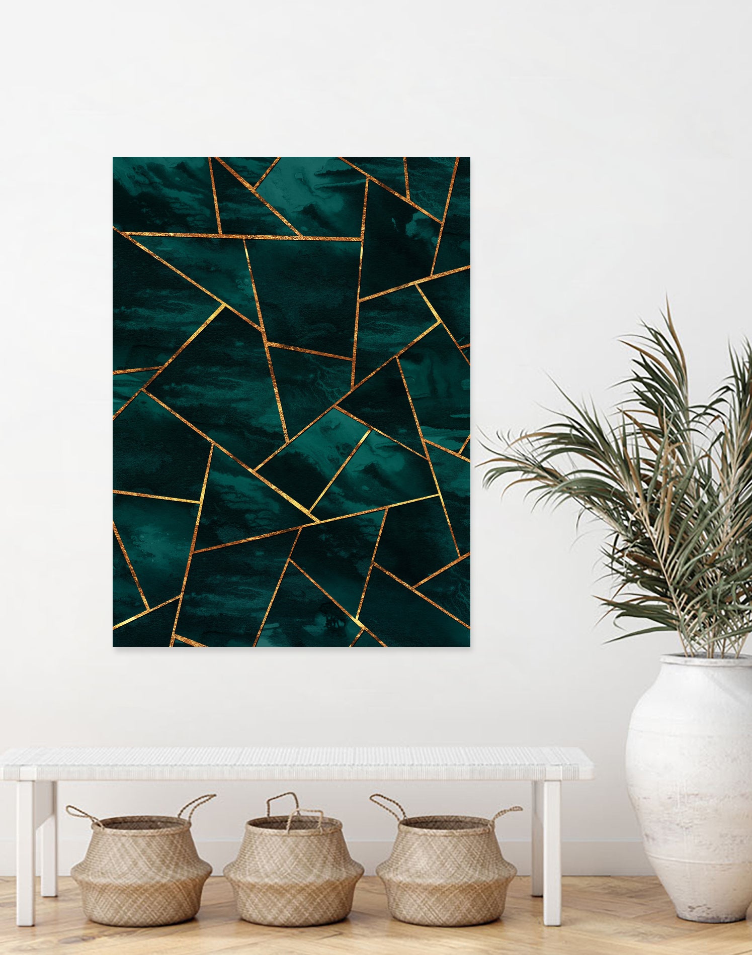 Dark Teal Ink Copper Gold Geometric Glam #1 #geo #decor #art by Anita & Bella Jantz on GIANT ART - green digital painting