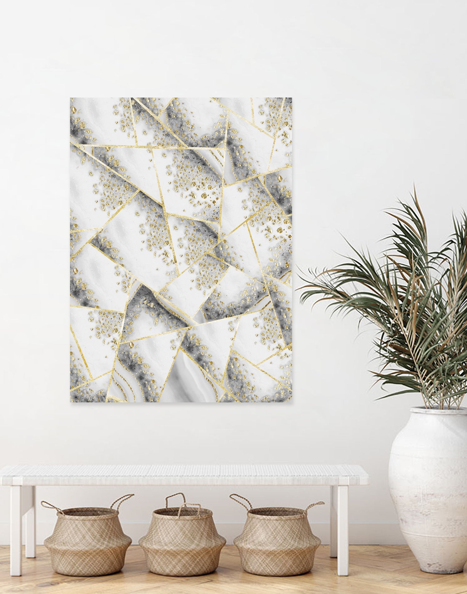 White Agate Gold Geometric Glam #1 #geo #gem #decor #art by Anita & Bella Jantz on GIANT ART - gray vector illustration