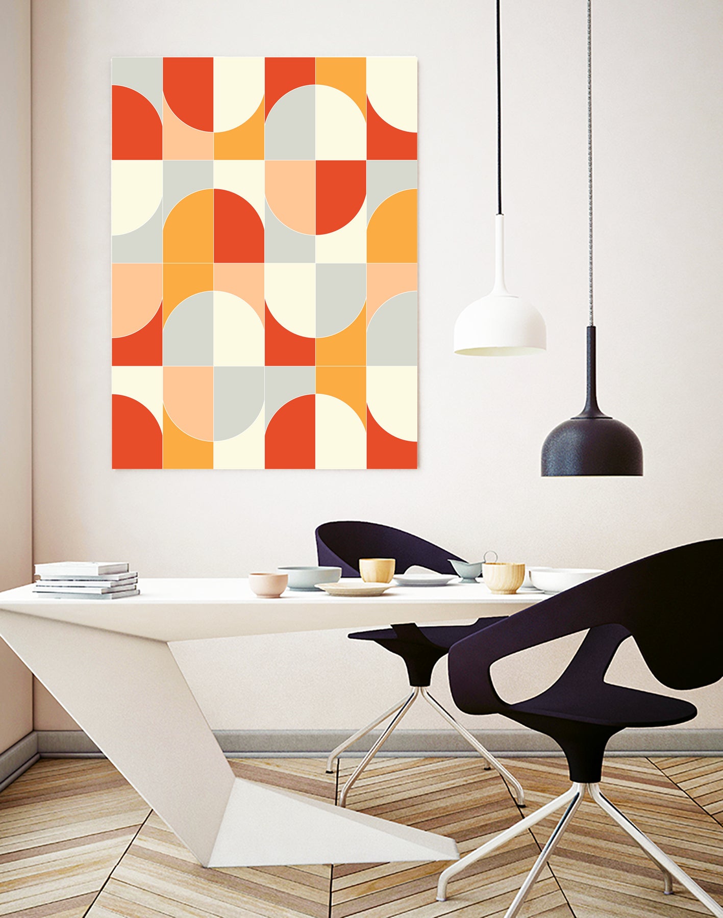 Bold Geo Tiles 02 by Daniela di Niro on GIANT ART - orange vector illustration