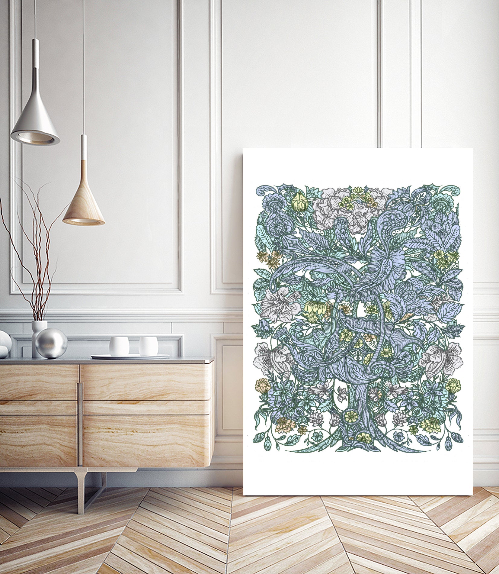 Floral delight by anne corr on GIANT ART - blue digital painting