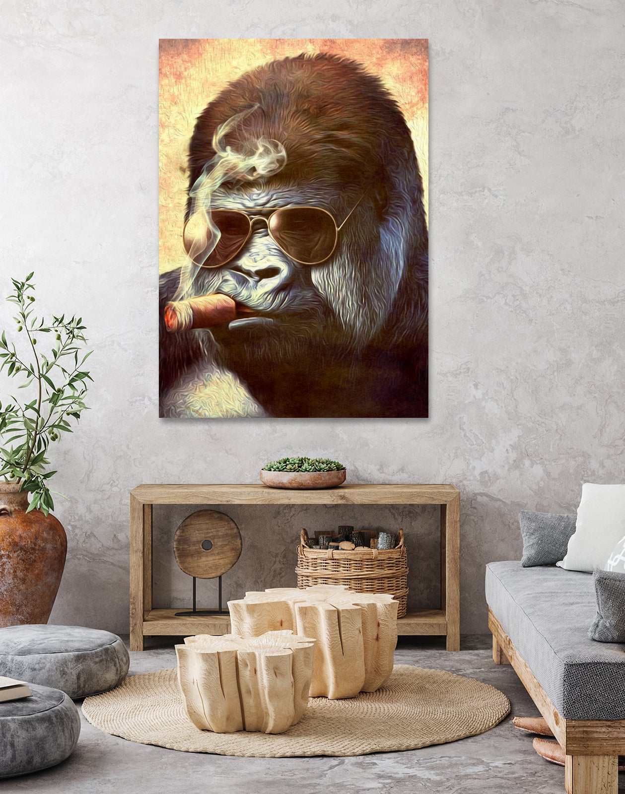 Gorilla In The Mist by Andrew Treherne on GIANT ART - brown digital painting