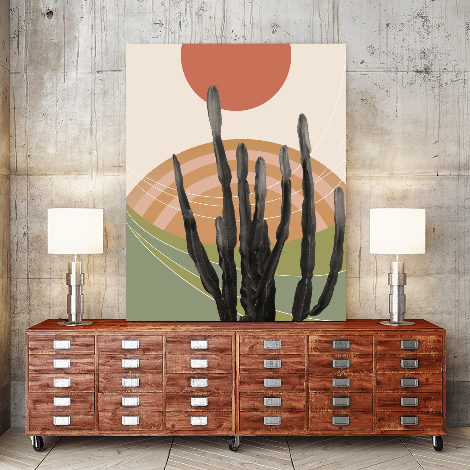 Cactus in the Desert #3 #tropical #wall #art by Anita & Bella Jantz on GIANT ART - orange digital drawing