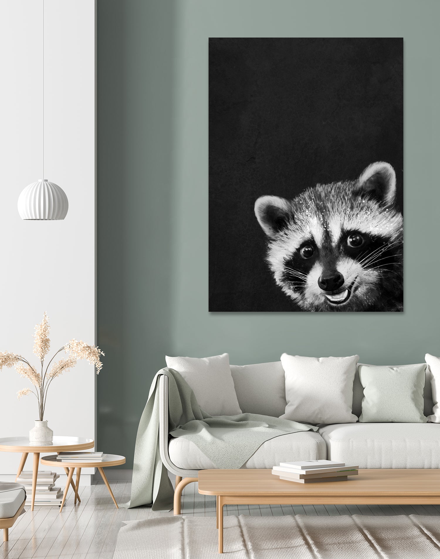 raccoon---I-m-not-sleepy- by Laura Graves on GIANT ART - black photo illustration