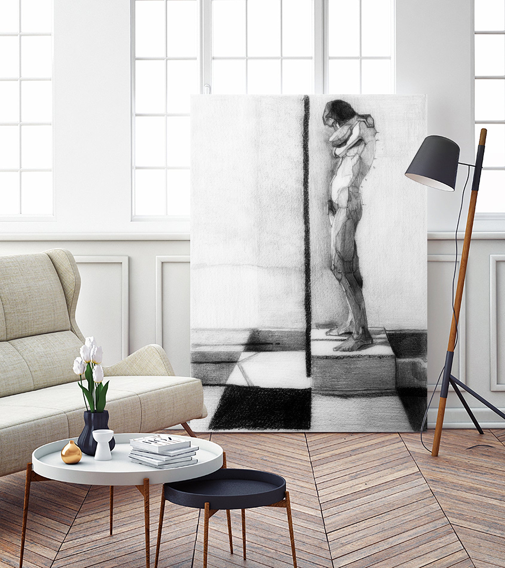 Study of a female figure after Euan Uglow by Scott Oppenheim on GIANT ART - black photo illustration