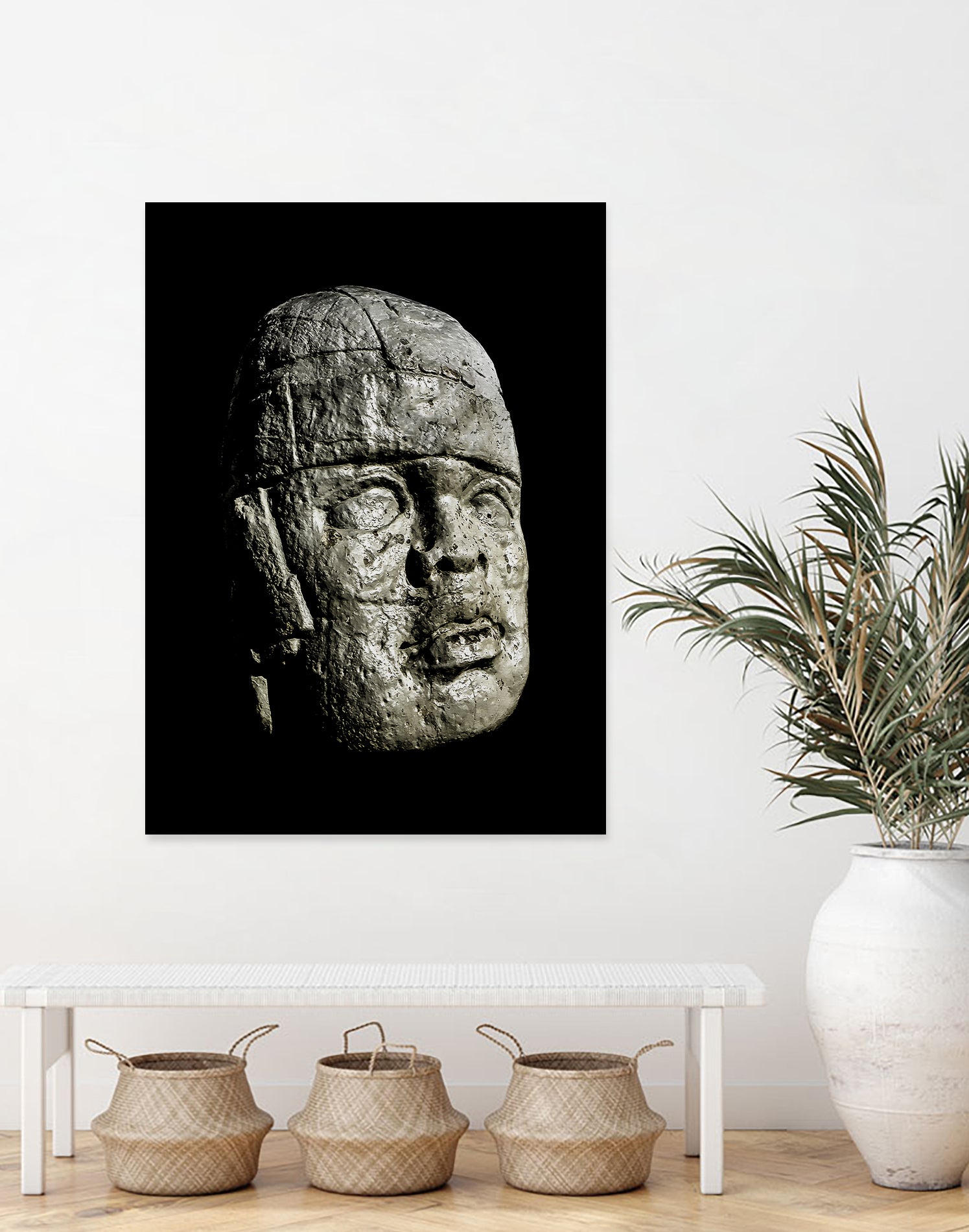 Mexican Pre Hispanic Head Sculpture Poster by Daniel Ferreira-Leites on GIANT ART - black photo illustration