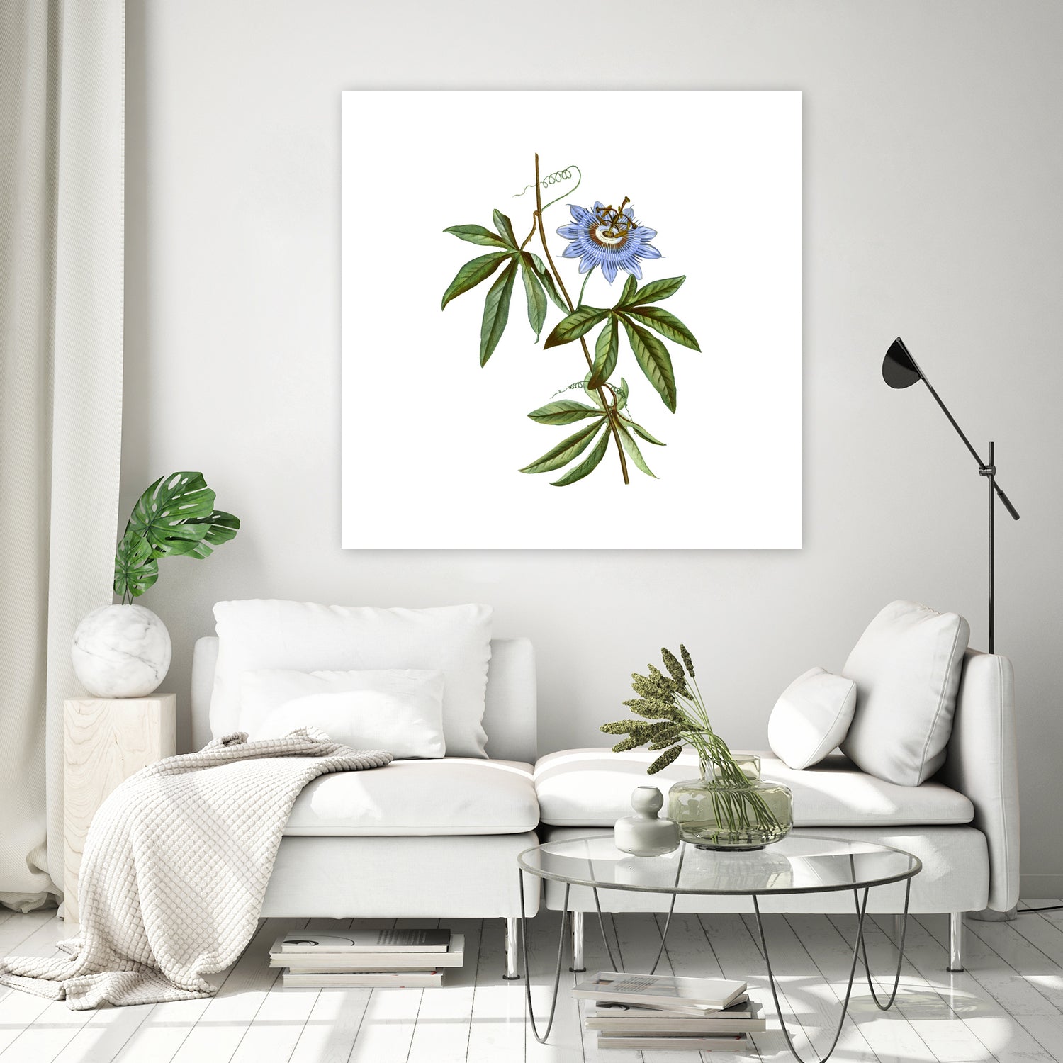 Vintage Blue Passionflower Botanical Illustration by Raul Andre Petrasanta on GIANT ART - blue mixed media