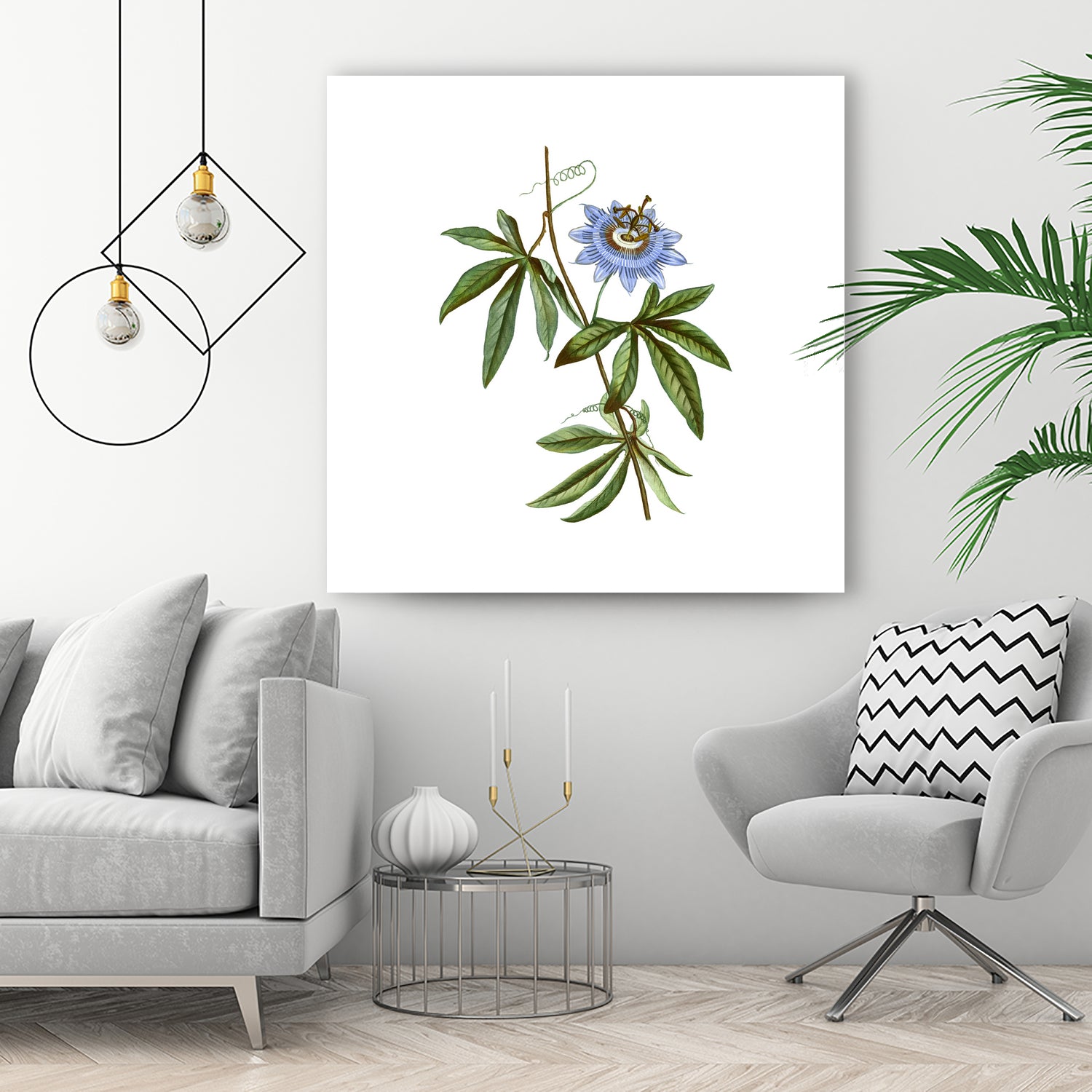 Vintage Blue Passionflower Botanical Illustration by Raul Andre Petrasanta on GIANT ART - blue mixed media