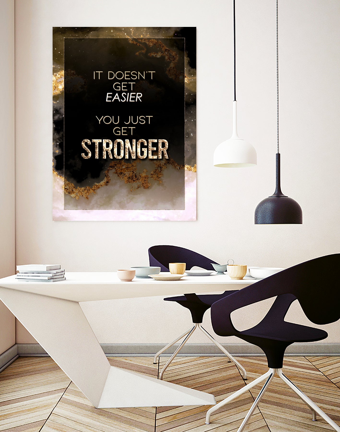 It Doesn't Get Easier You Just Get Stronger Gold Moti by Raul Andre Petrasanta on GIANT ART - yellow digital painting