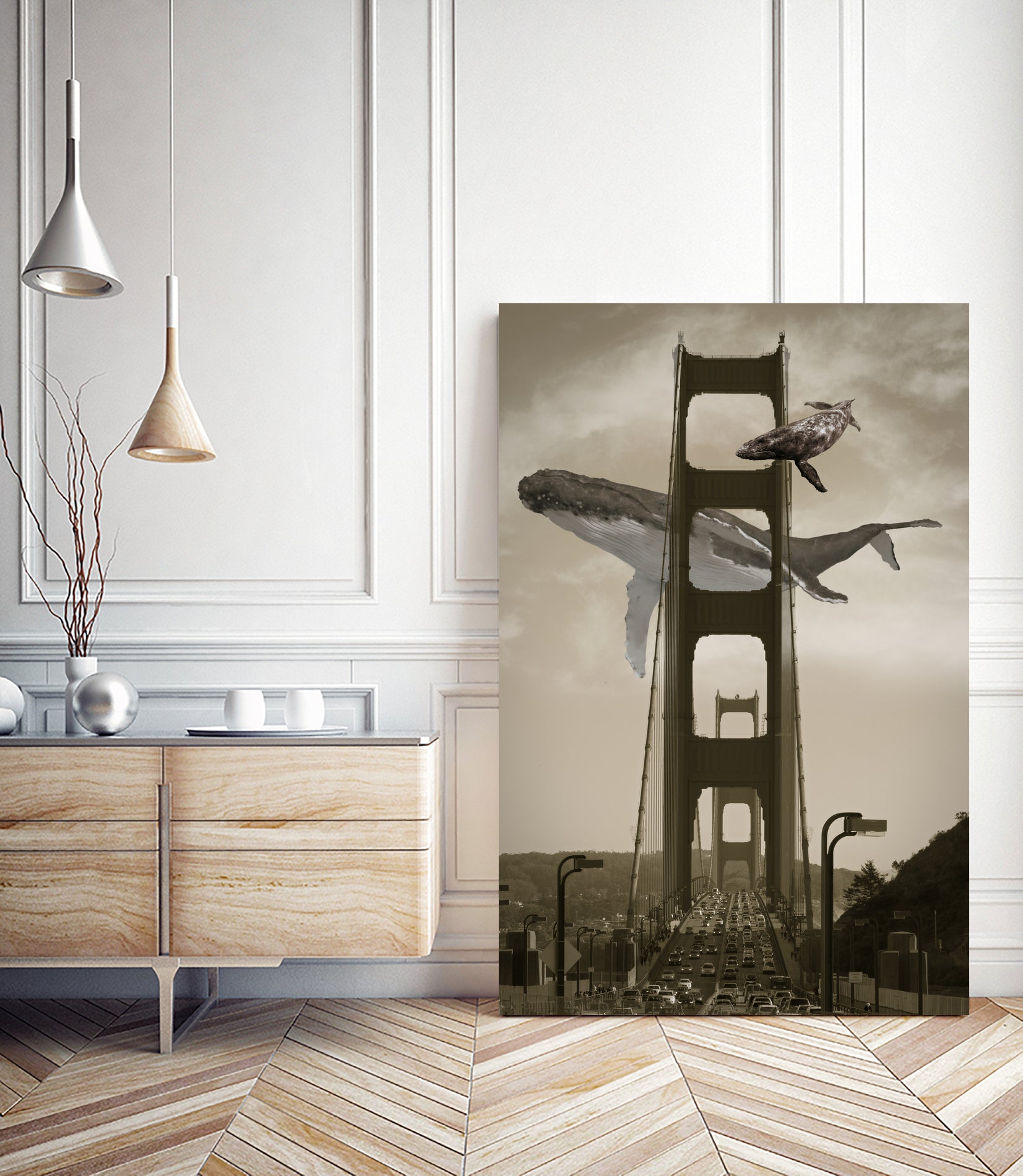 Whale Watching at the Golden Gate Bridge by David Loblaw on GIANT ART - gray photo illustration