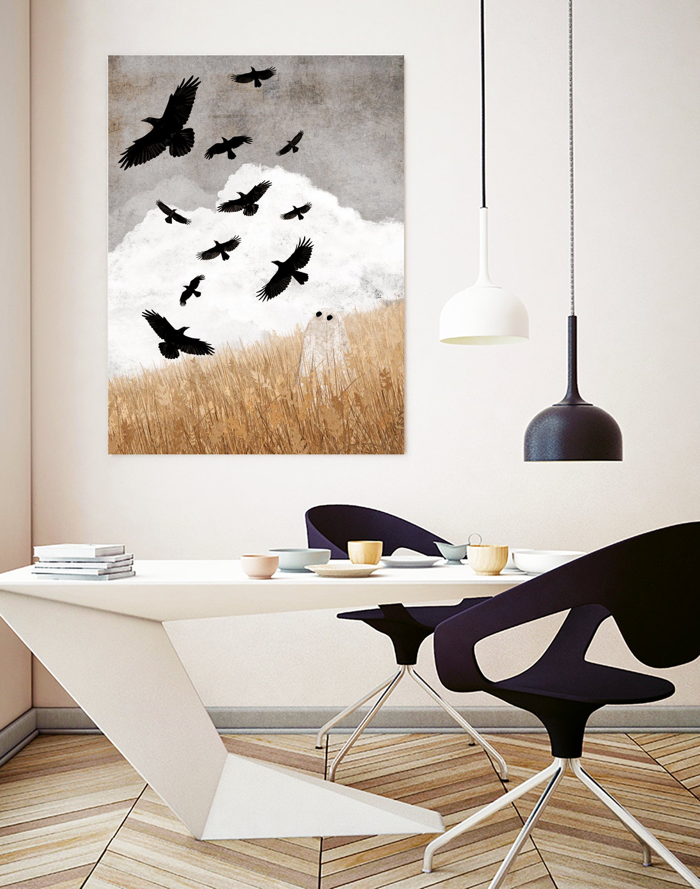 Walter and The Crows by Katherine Blower on GIANT ART - gray digital painting