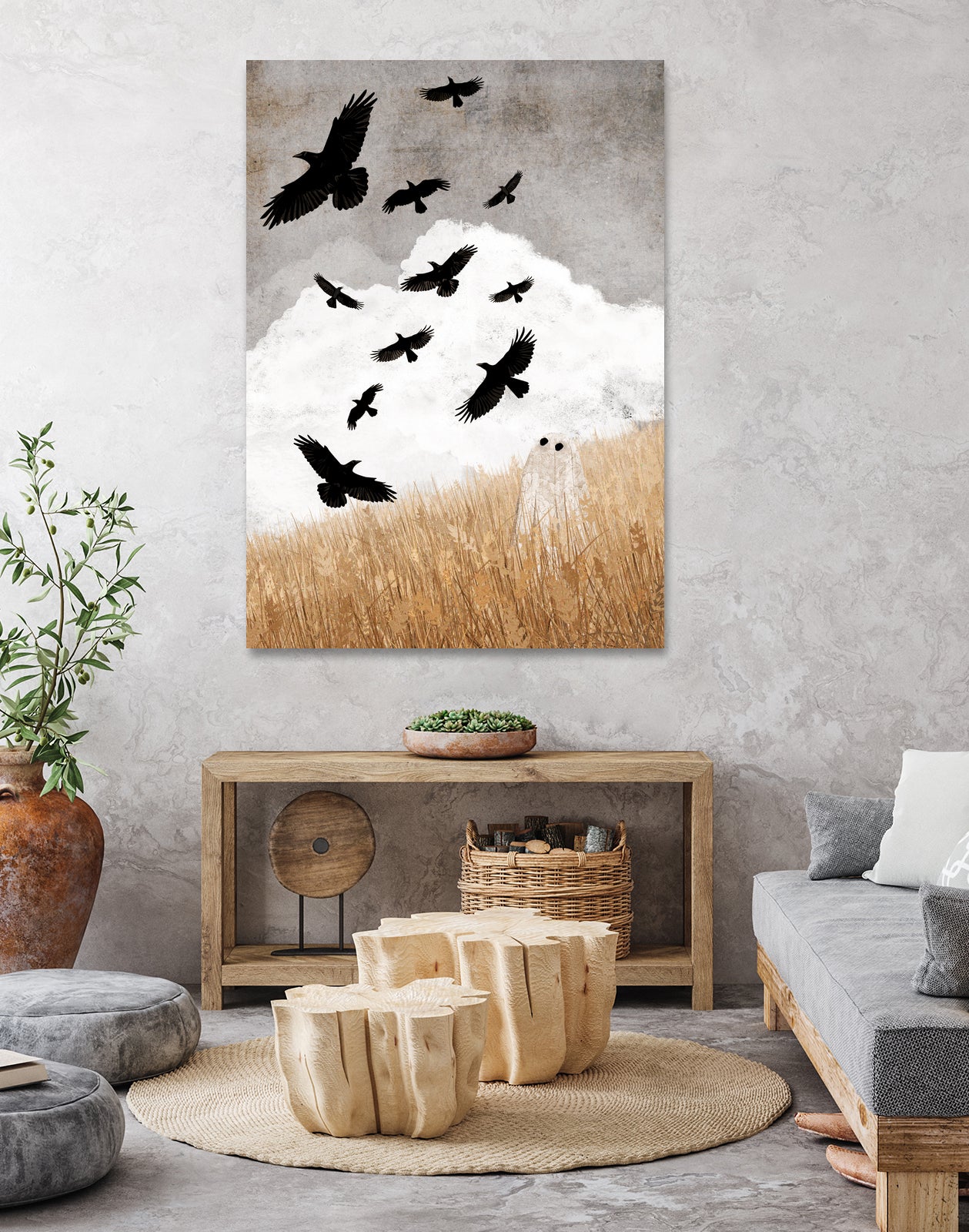 Walter and The Crows by Katherine Blower on GIANT ART - gray digital painting