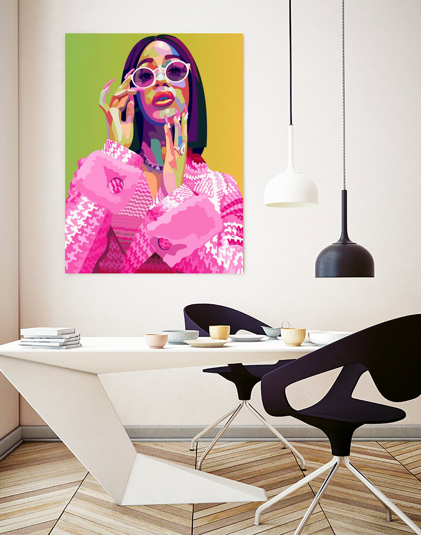 Cardi B Poster Print, Colorful Pop-Art, Wall Art Gift by kim huynh on GIANT ART - pink digital painting