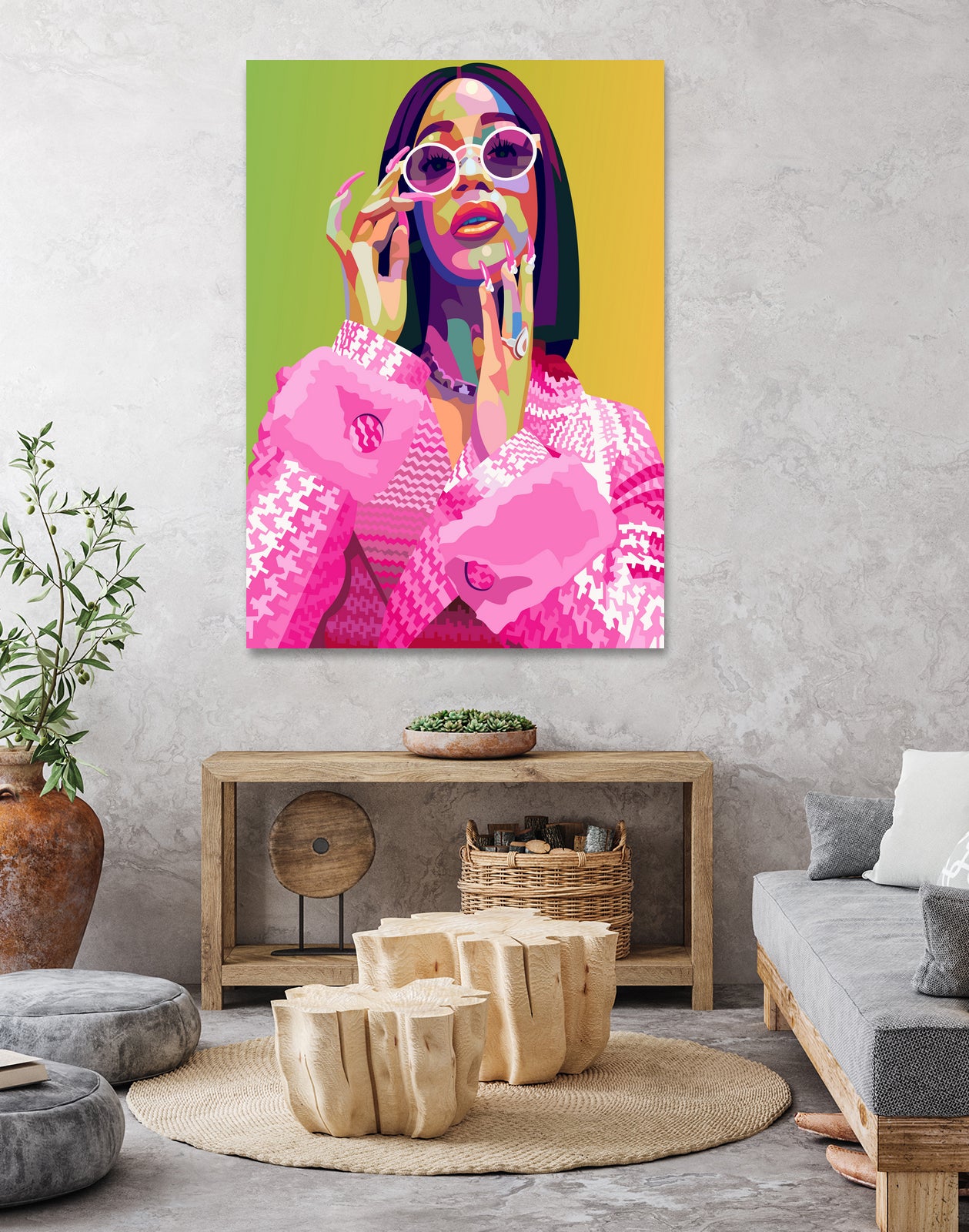 Cardi B Poster Print, Colorful Pop-Art, Wall Art Gift by kim huynh on GIANT ART - pink digital painting