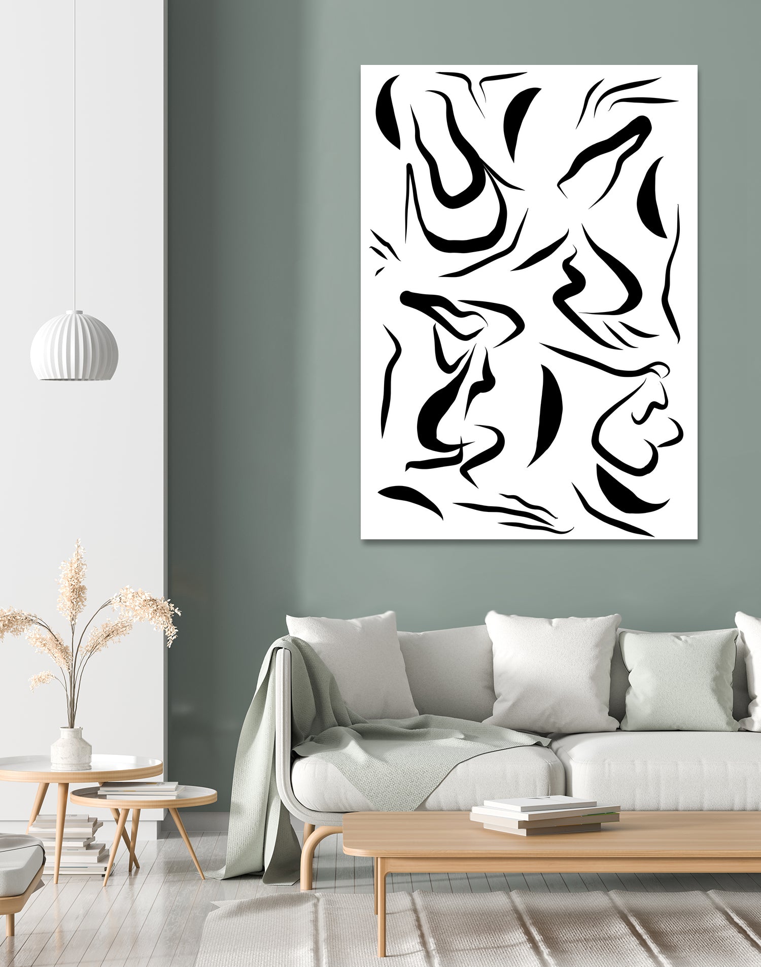 Natural Women Black & White Line-art Pattern by Dominique Van Roey on GIANT ART - white digital drawing