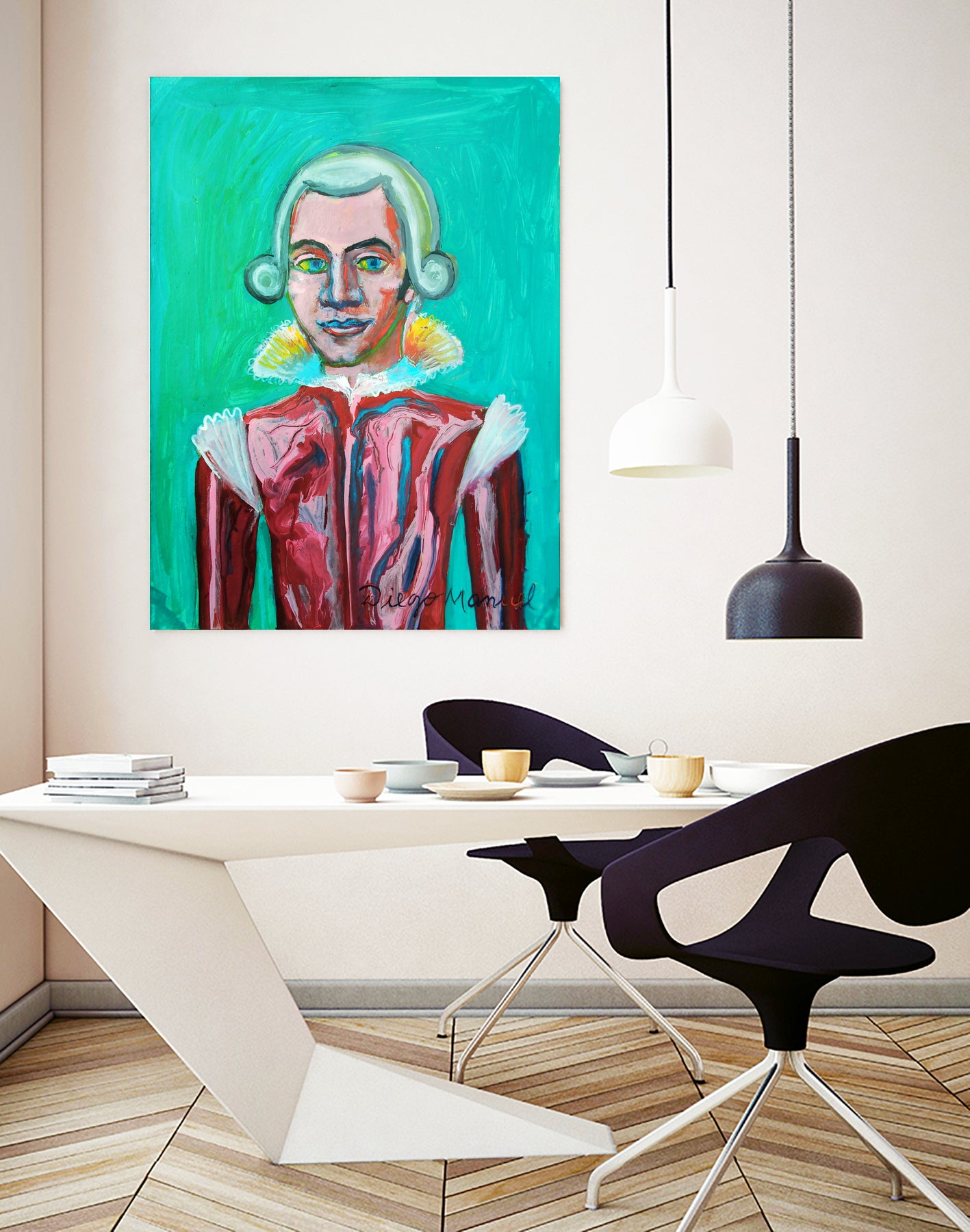 mozart by Diego Manuel Rodriguez on GIANT ART - green mixed media