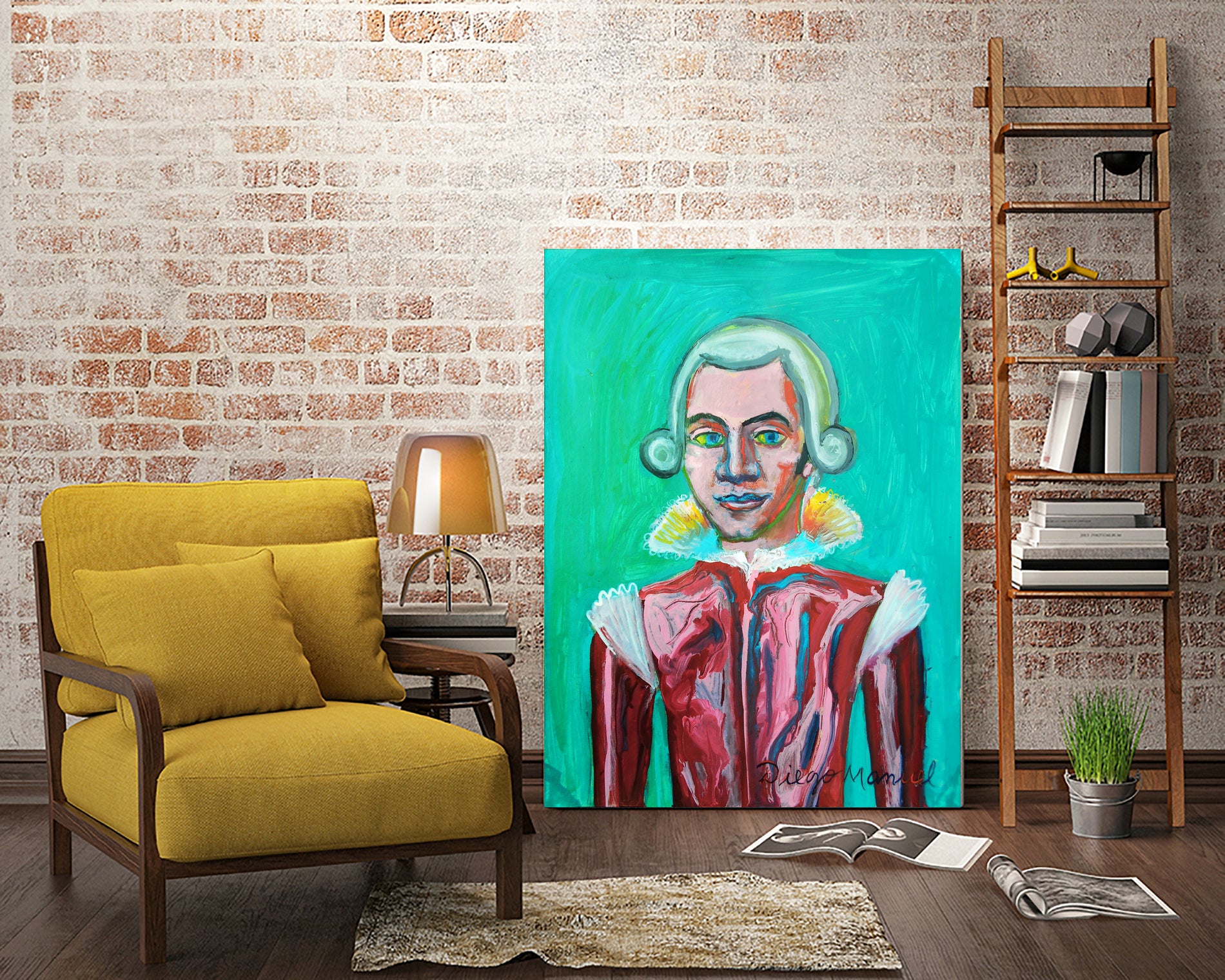 mozart by Diego Manuel Rodriguez on GIANT ART - green mixed media