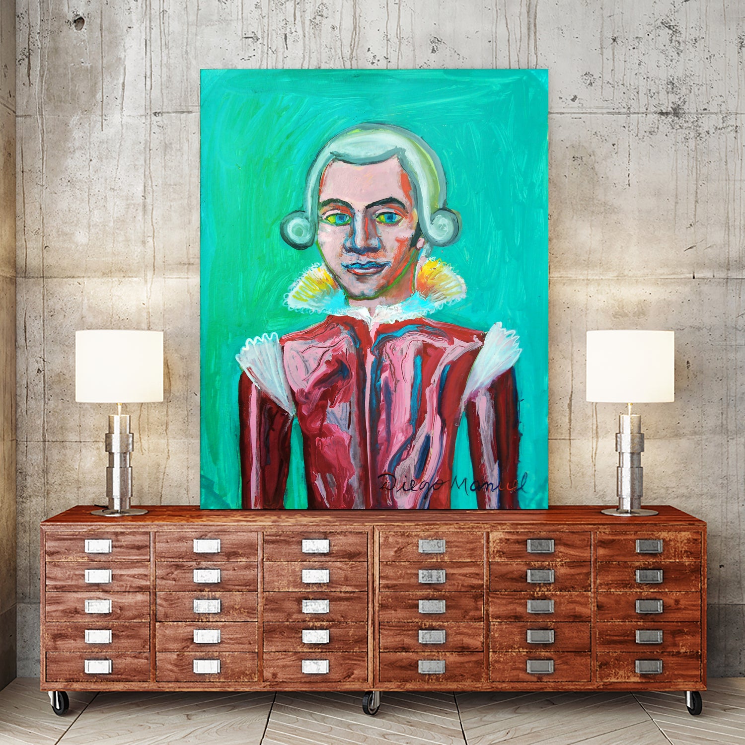mozart by Diego Manuel Rodriguez on GIANT ART - green mixed media