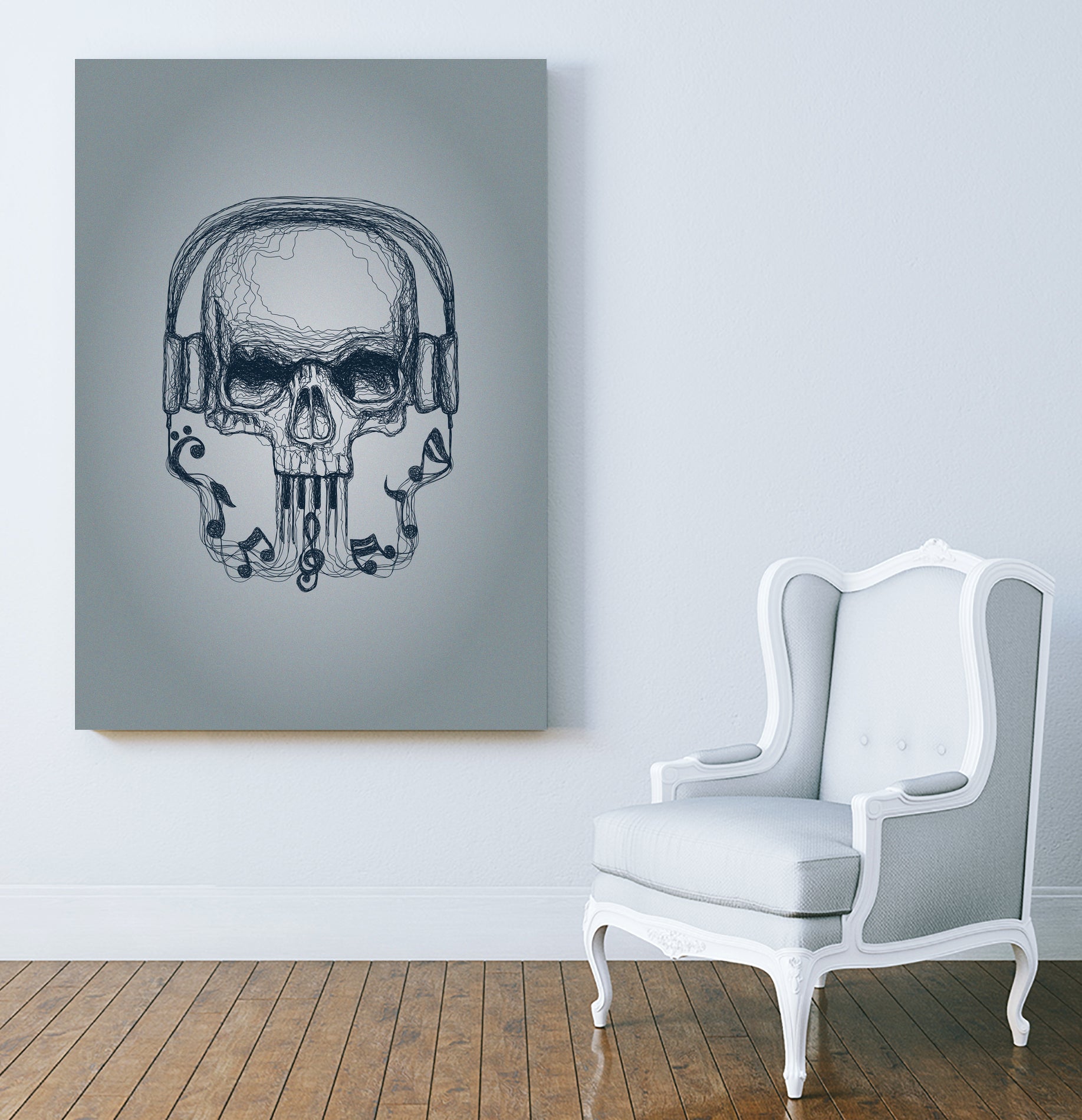 SKULL-LINE MUSIC by IllustRed Créative Studio on GIANT ART - black digital drawing