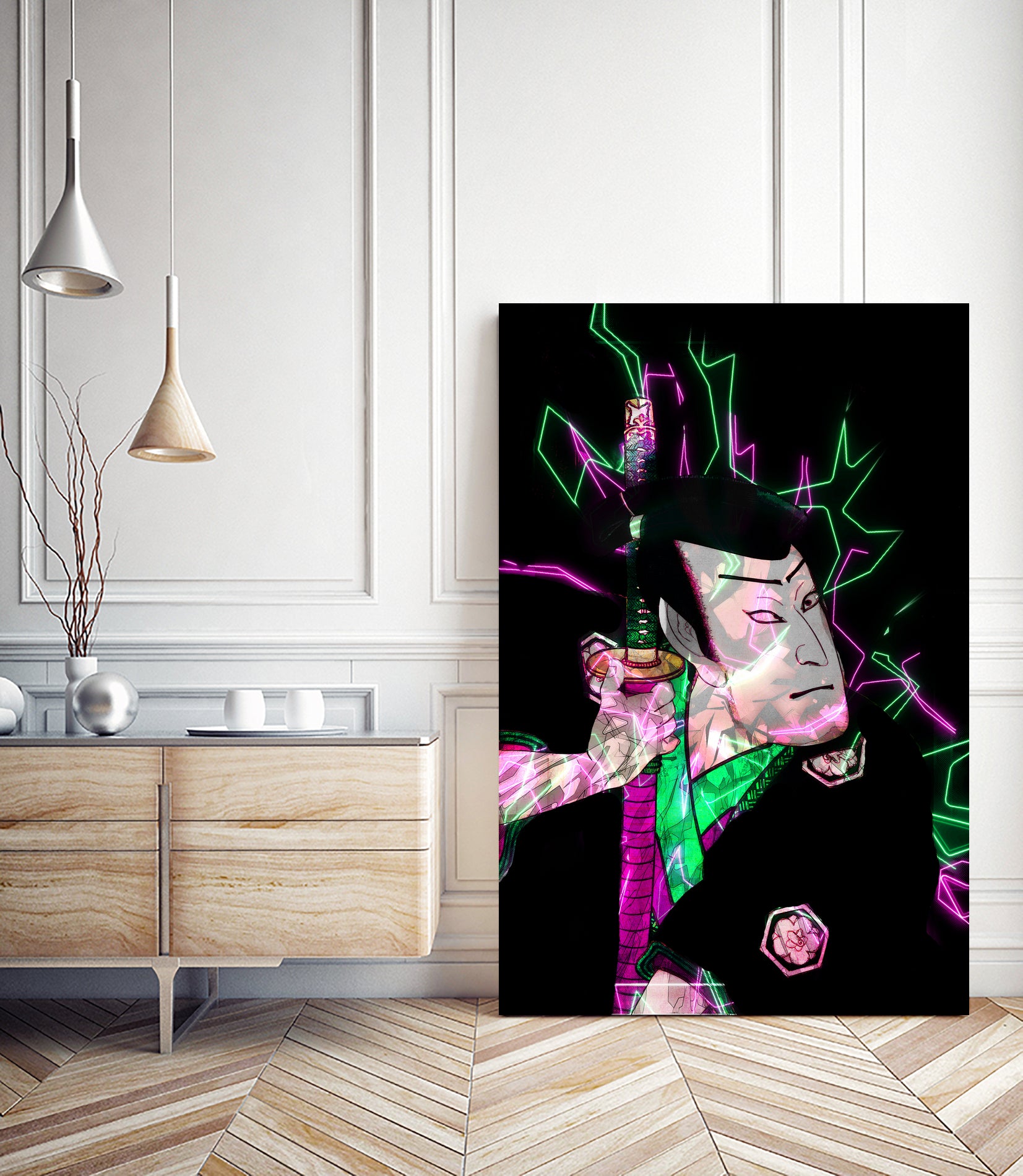 Samurai Japan Print Art Colored by Damian firenza on GIANT ART - fuchsia digital painting