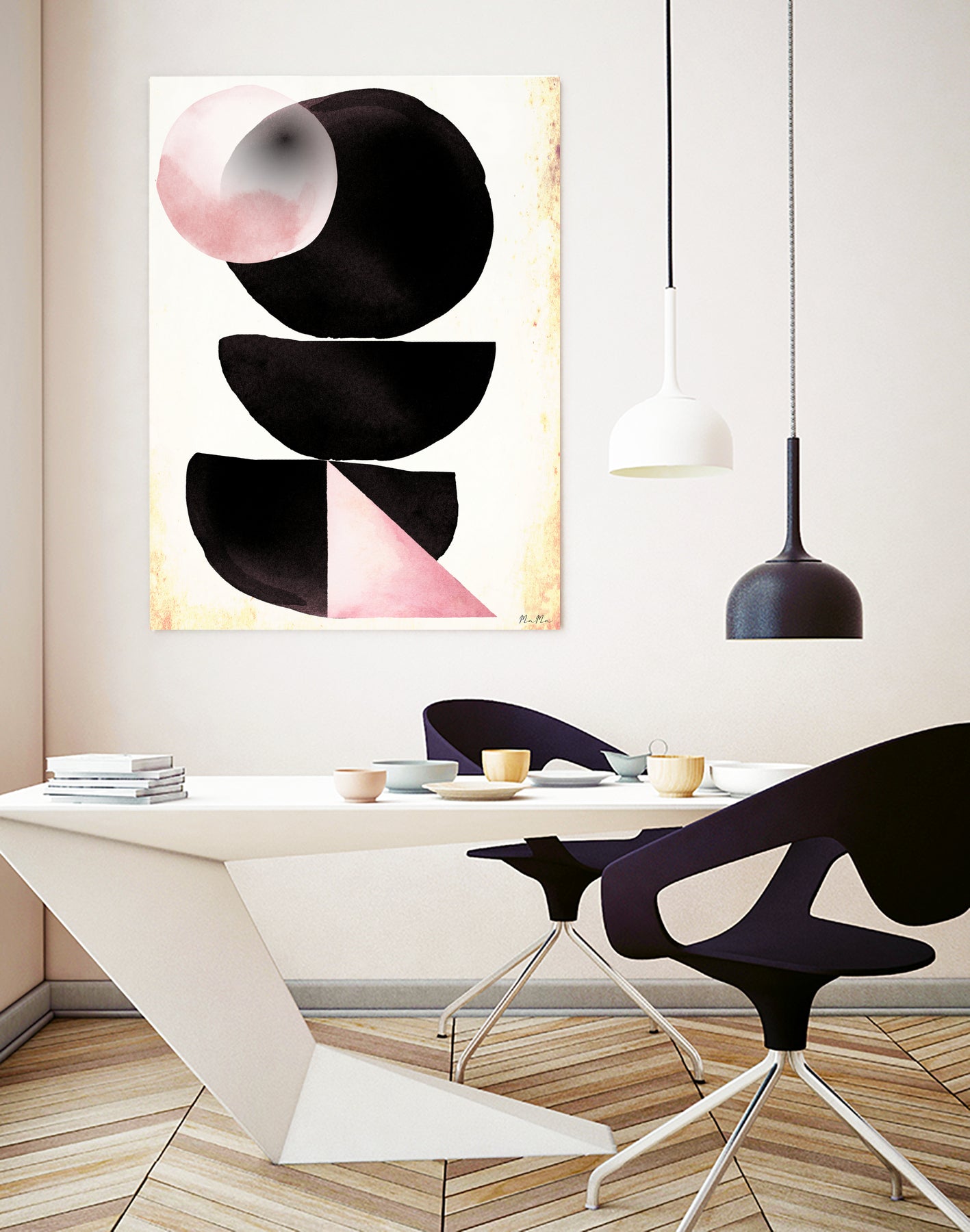 Black pink geometric abstract mama art by Maria Mata on GIANT ART - black digital painting