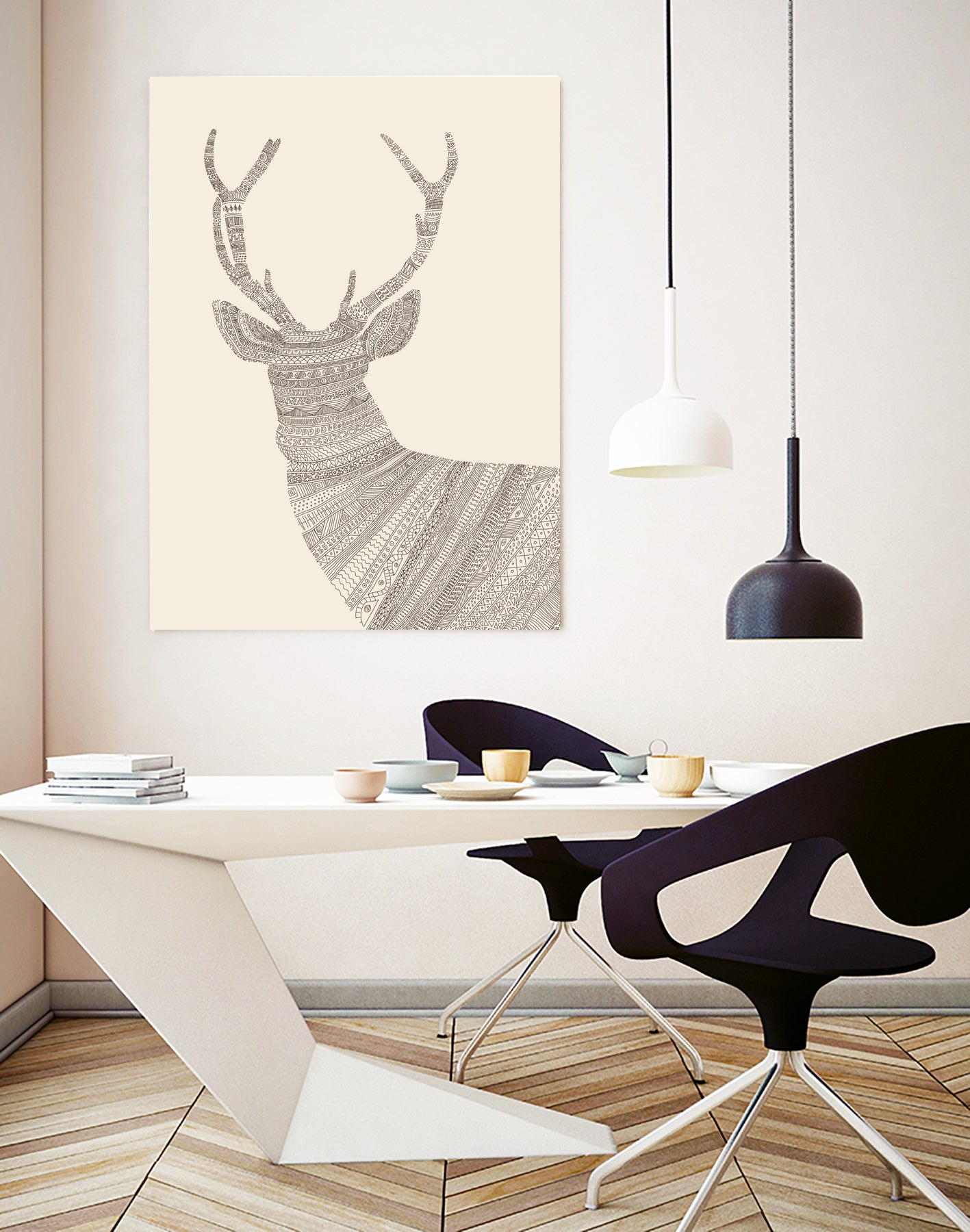 Stag / Deer (On Beige) by Florent Bodart on GIANT ART - digital drawing