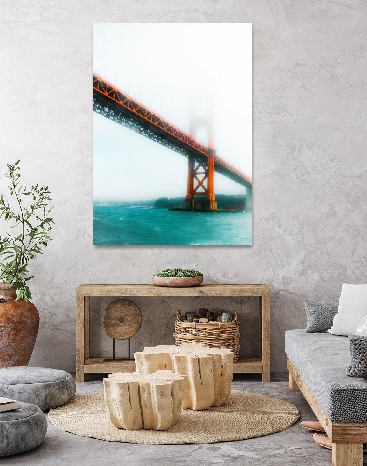 bridge and bay view at Golden Gate Bridge, San Francisco by sutee monchitnukul on GIANT ART - red photo manipulation
