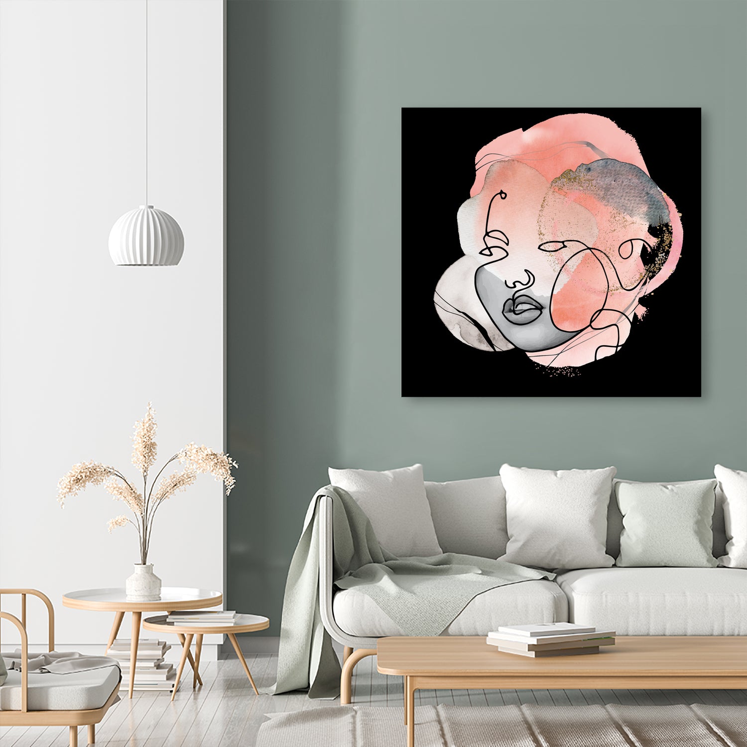 female line art portrait by Sabine Hoffmann on GIANT ART - black vector illustration