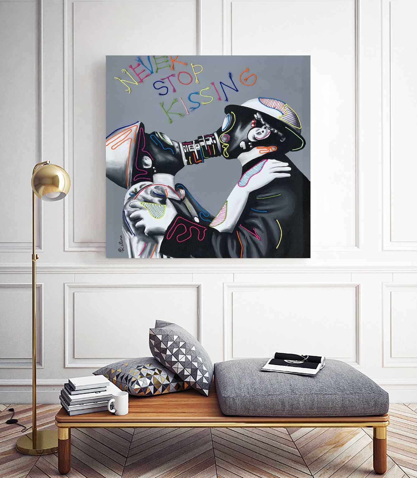 Never stop kissing by eugenia retana on GIANT ART - black mixed media