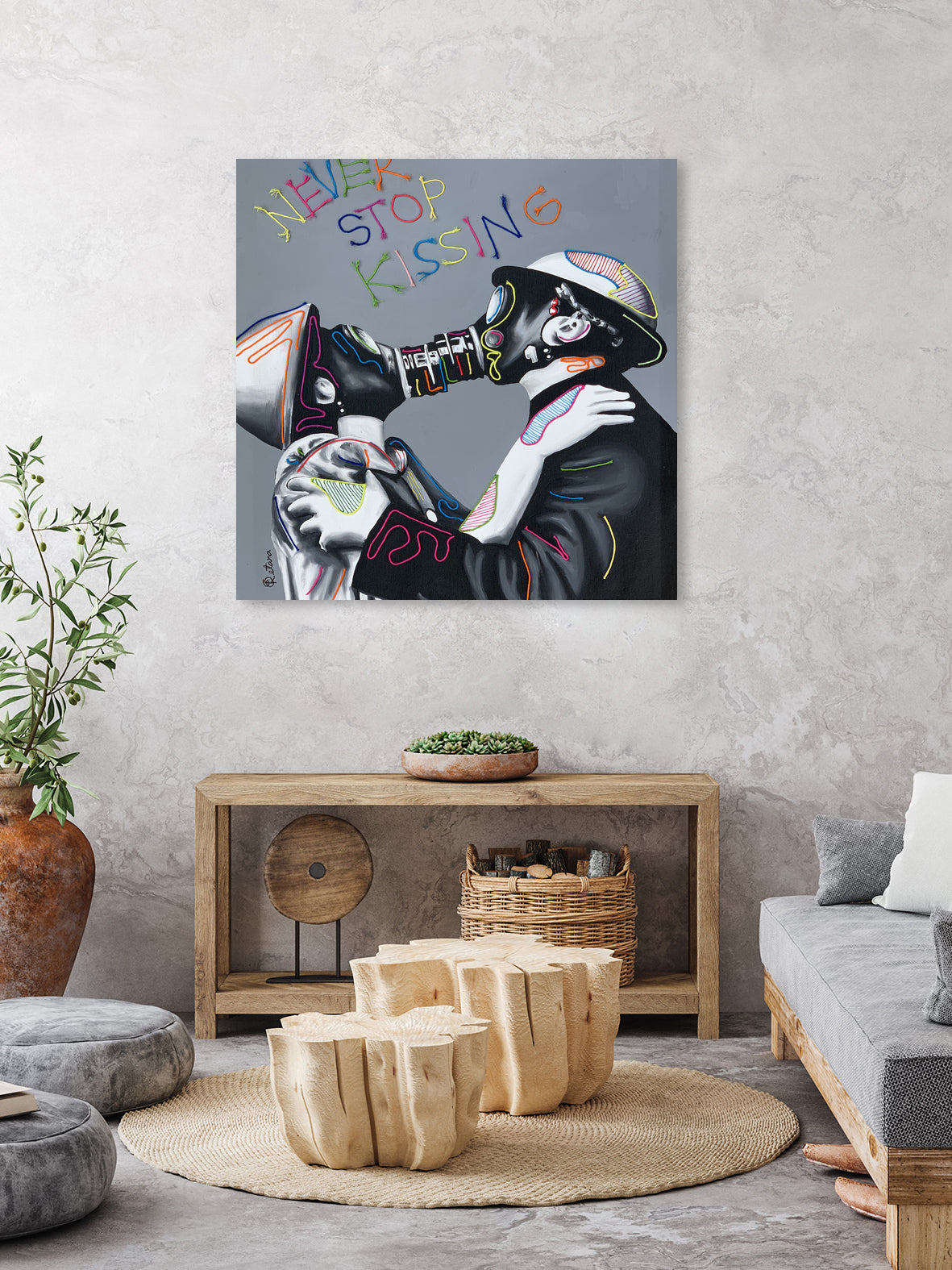 Never stop kissing by eugenia retana on GIANT ART - black mixed media