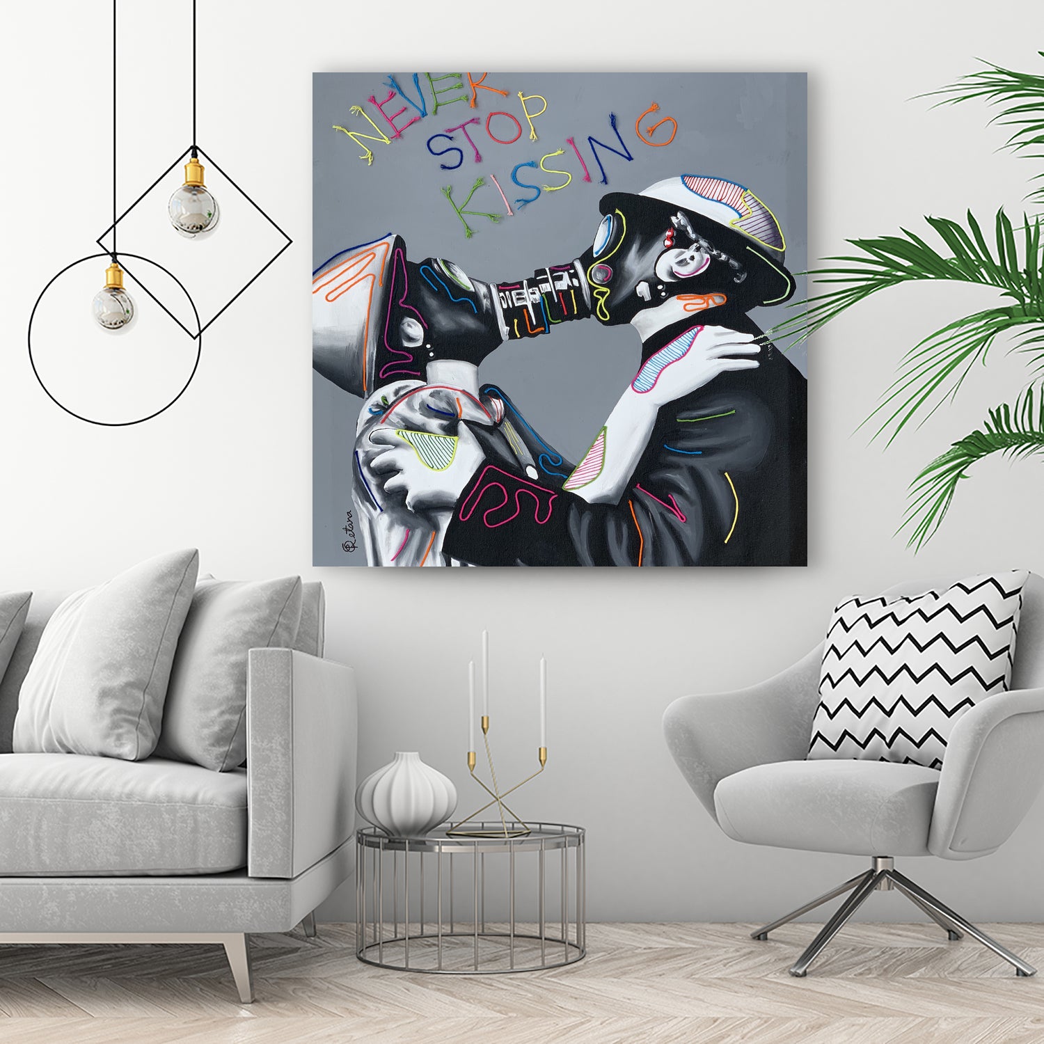 Never stop kissing by eugenia retana on GIANT ART - black mixed media