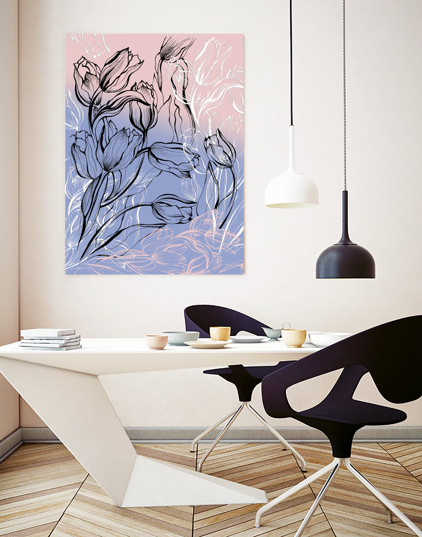 tulips graphic by Anna Podufalova on GIANT ART - white digital drawing