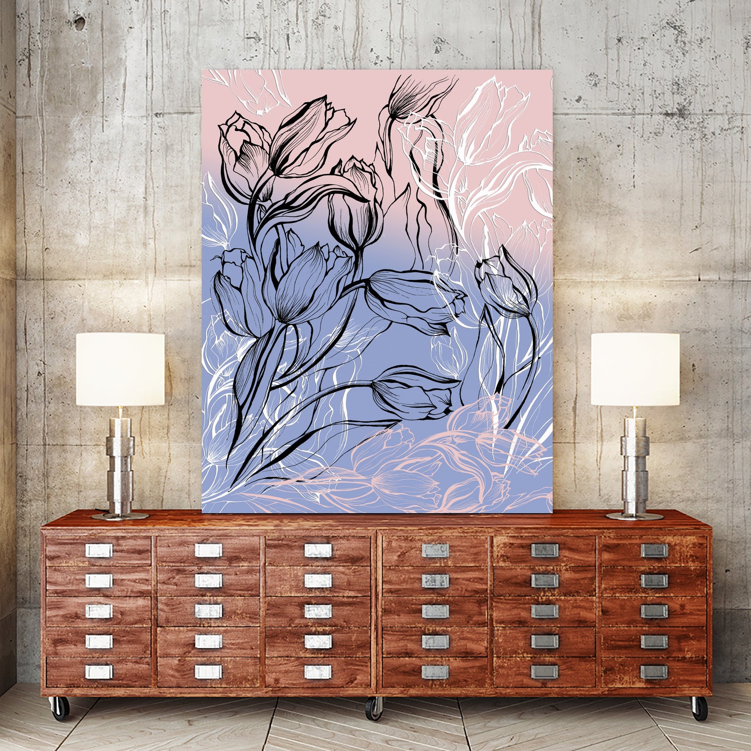 tulips graphic by Anna Podufalova on GIANT ART - white digital drawing