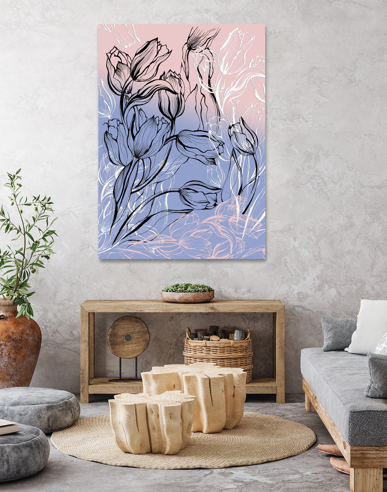 tulips graphic by Anna Podufalova on GIANT ART - white digital drawing