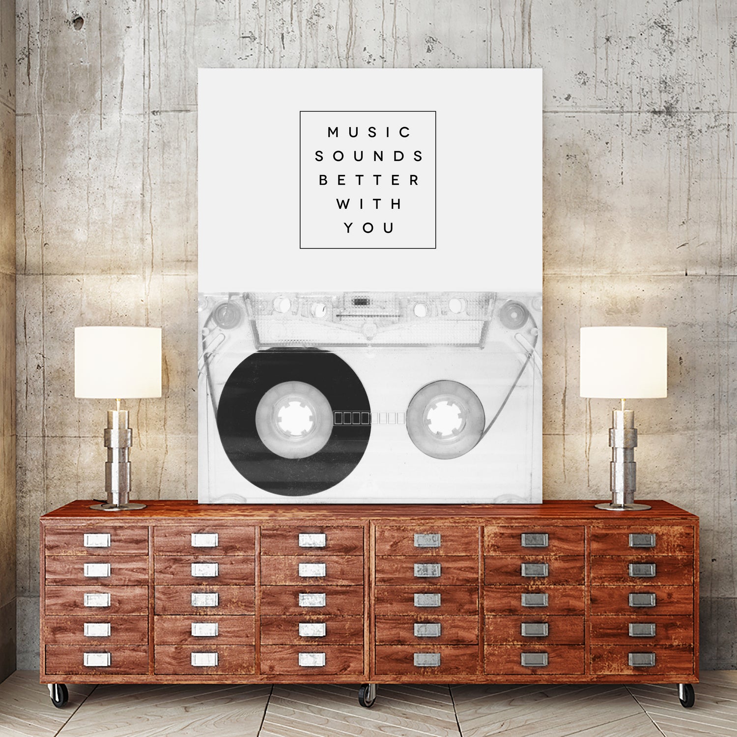 Music Sounds Better With You by Anna Farath on GIANT ART - gray typography