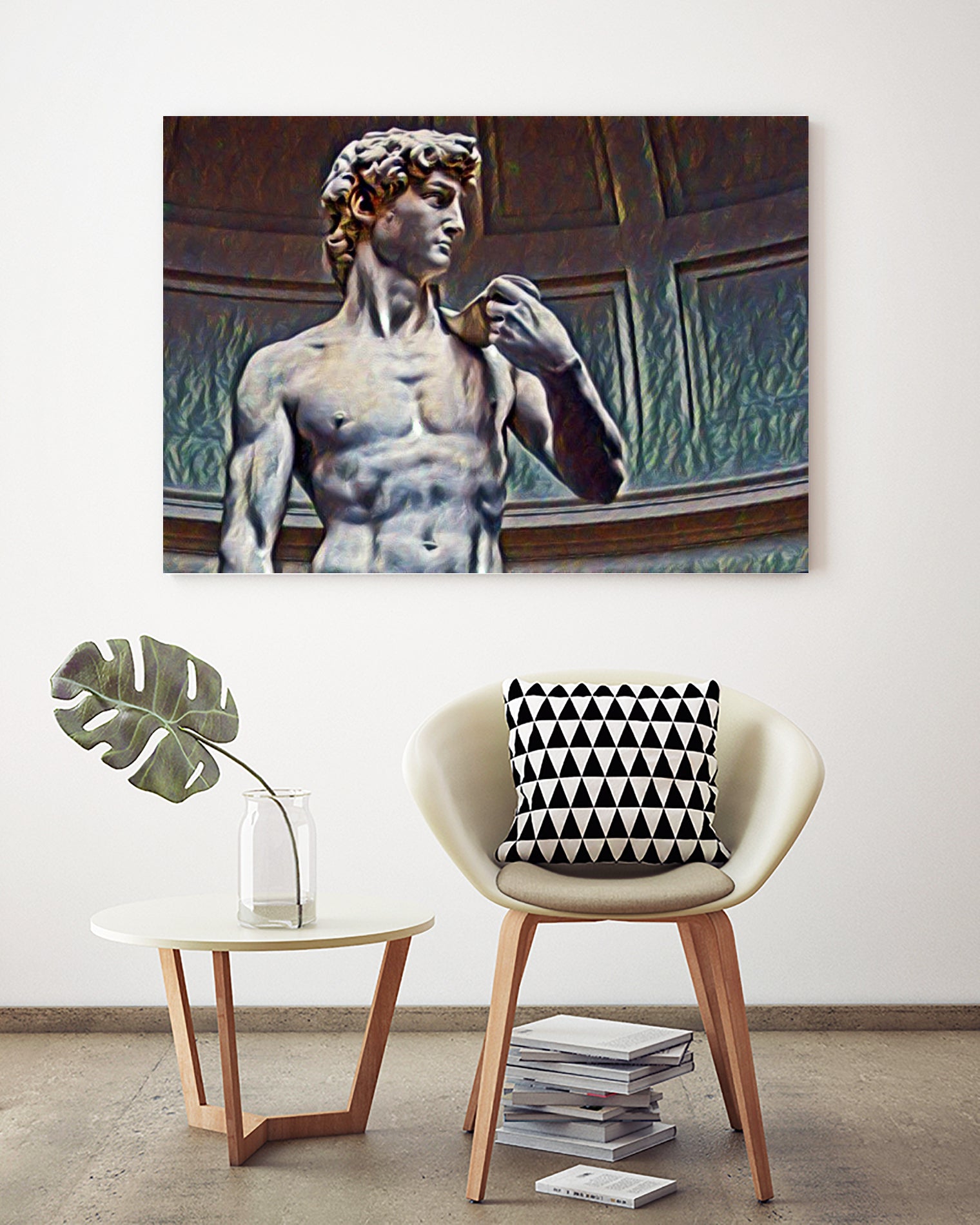 David from Michelangelo Artistic Illustration Relief by Luis Lonn on GIANT ART - black cartooning