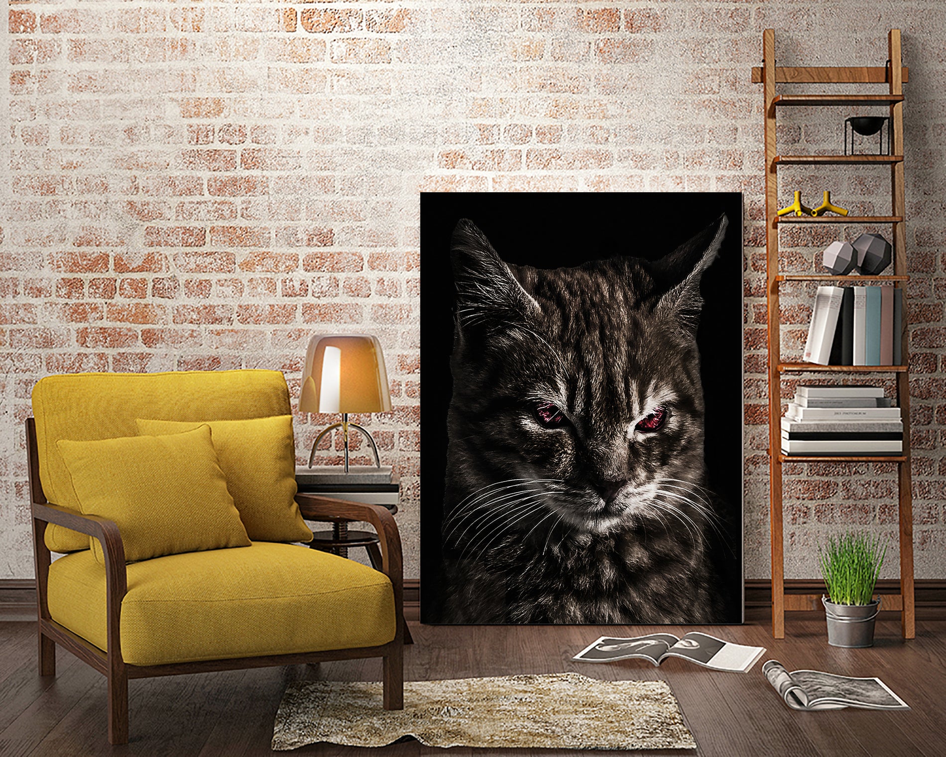 Creepy Kitten Portrait Photo Illustration by Daniel Ferreira-Leites on GIANT ART - black mixed media