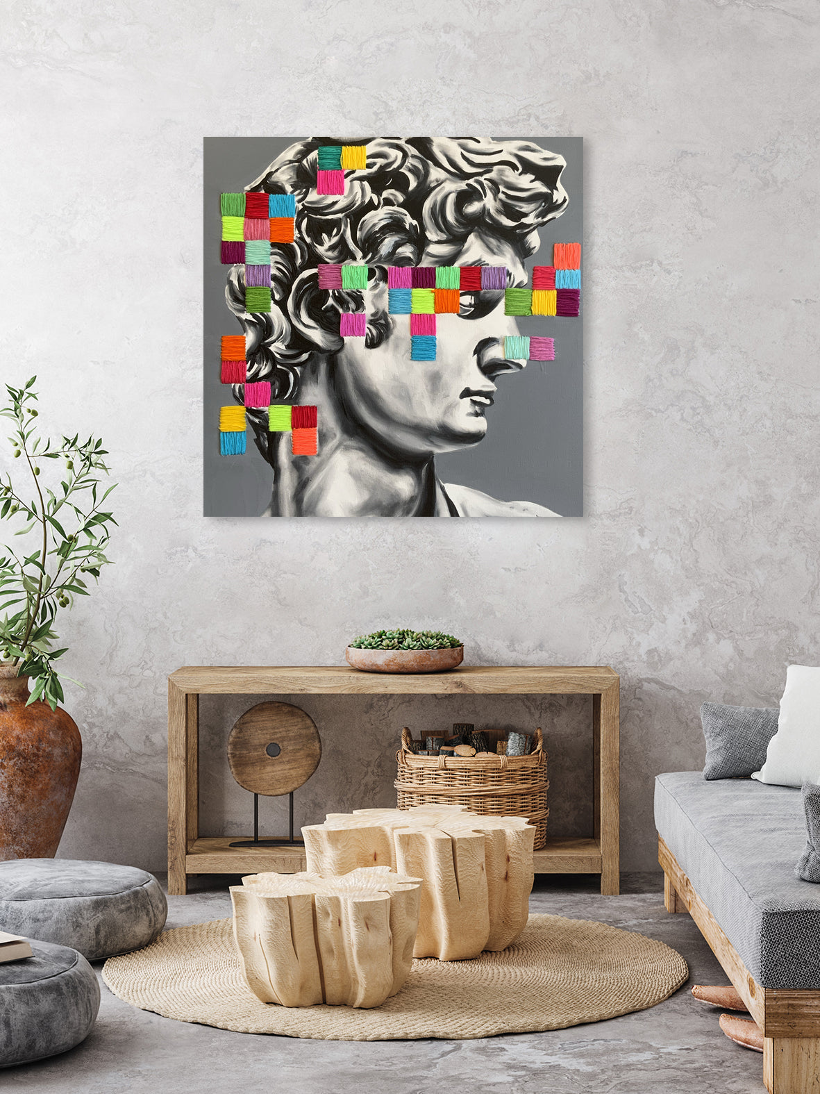 Pixel david by eugenia retana on GIANT ART - gray mixed media