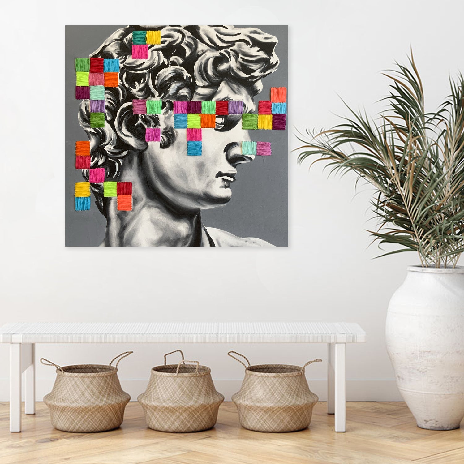 Pixel david by eugenia retana on GIANT ART - gray mixed media