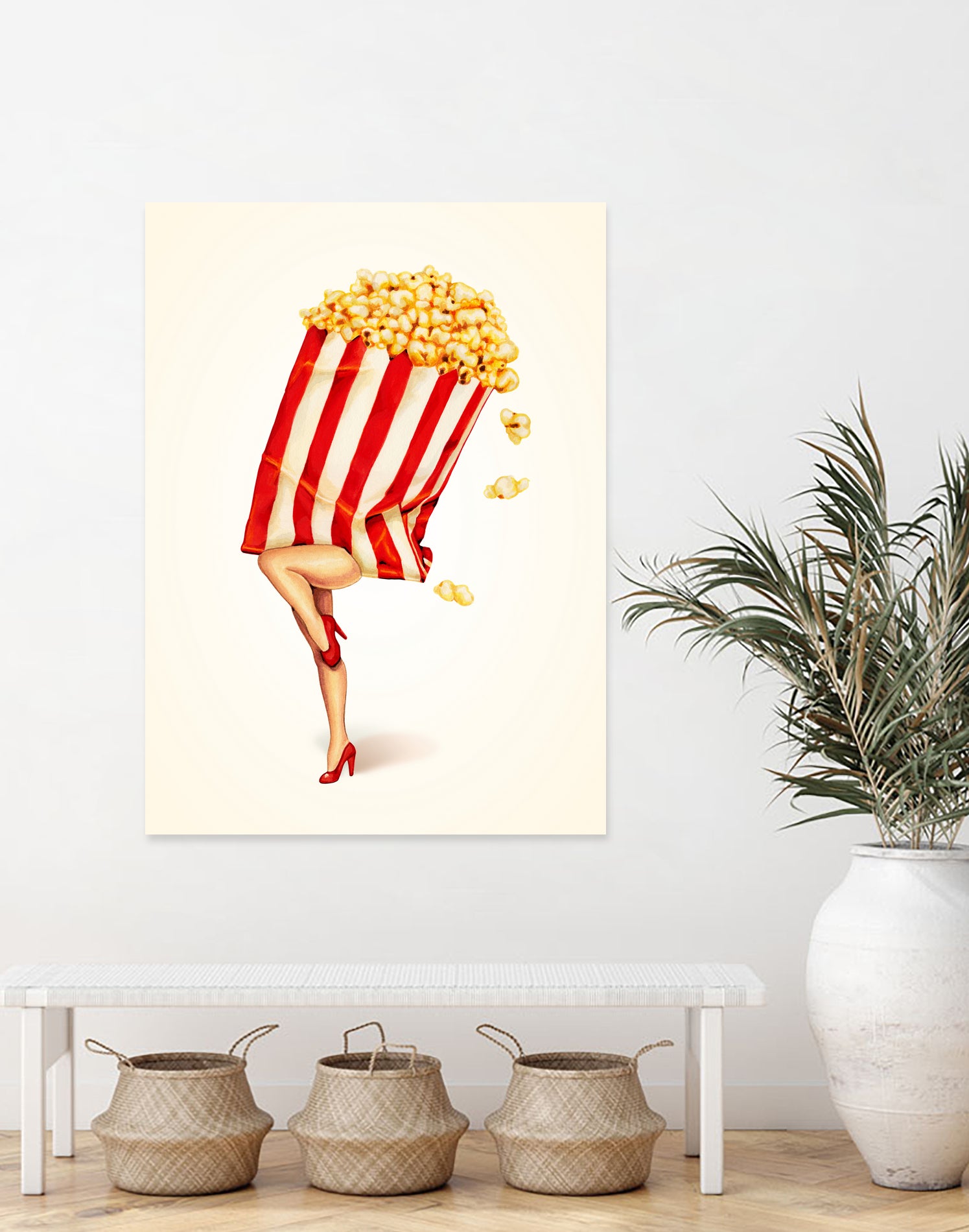 Popcorn Girl by Kelly Gilleran on GIANT ART - white mixed media