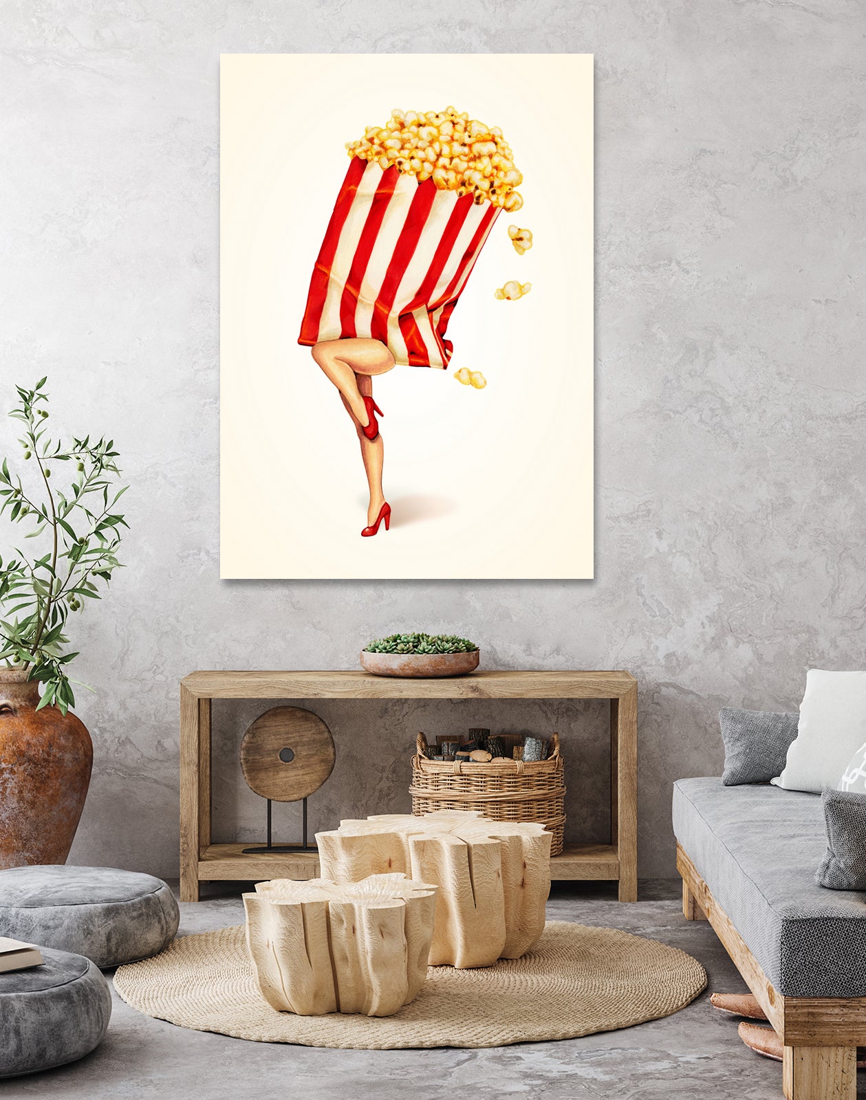 Popcorn Girl by Kelly Gilleran on GIANT ART - white mixed media
