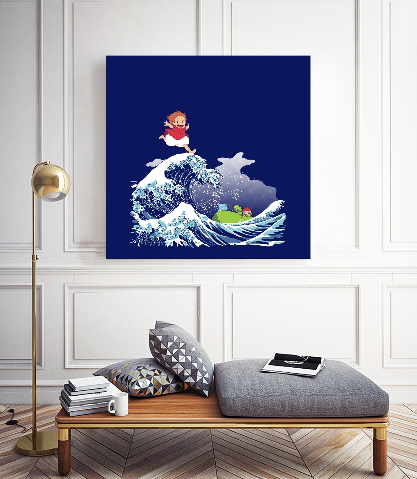 Ponyo and the Great Kanagawa wave by Stefano Piga on GIANT ART - blue digital drawing