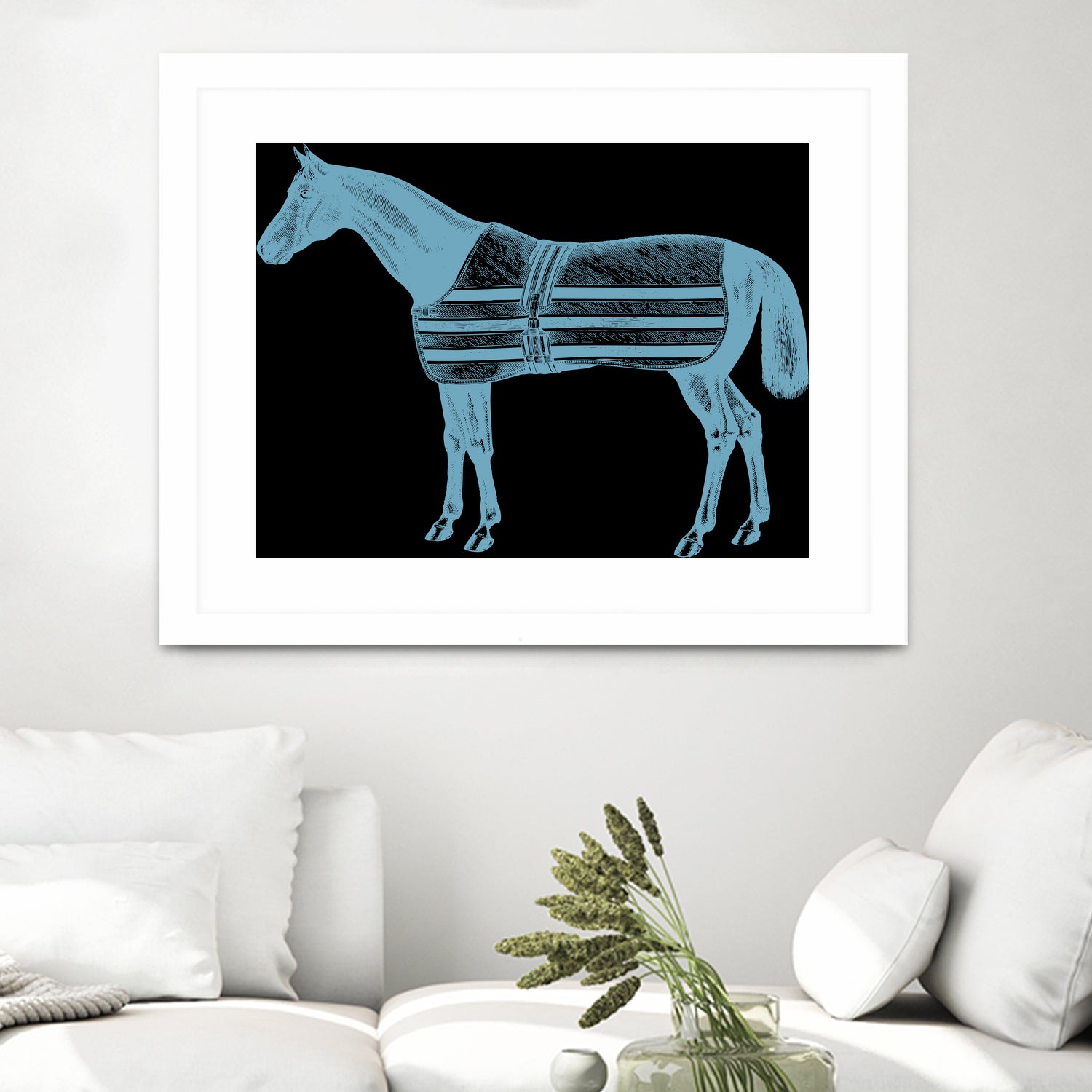 HORSE LT BLUE by Thomas Fernez on GIANT ART - blue digital drawing