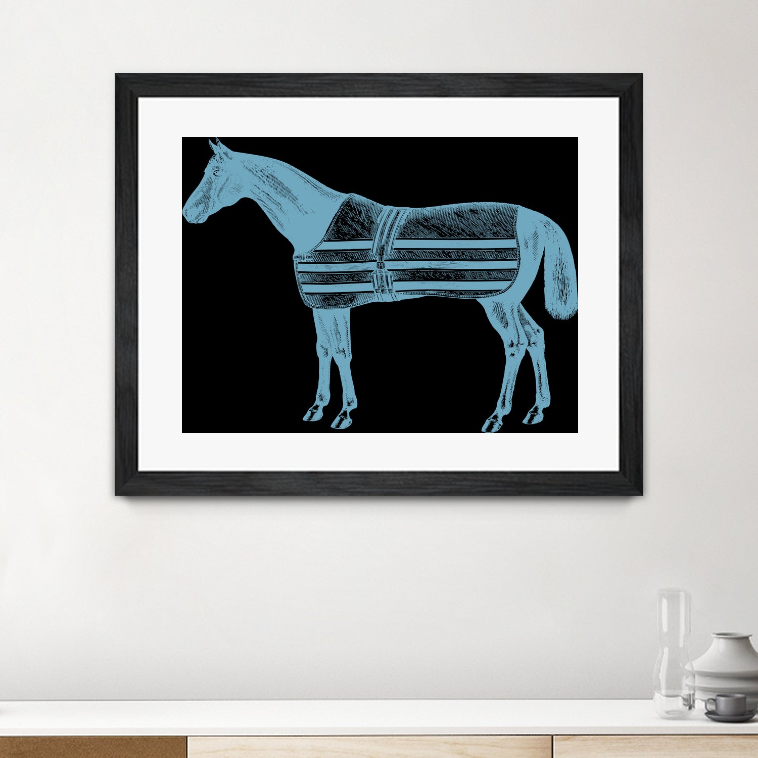 HORSE LT BLUE by Thomas Fernez on GIANT ART - blue digital drawing