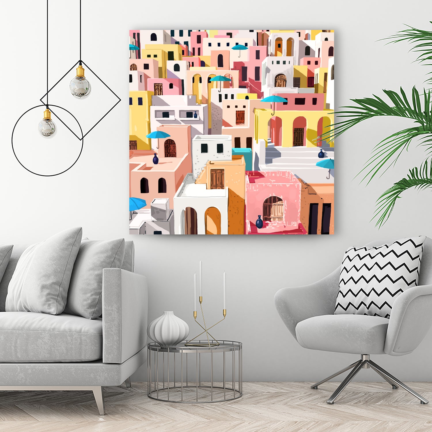 Pastel Cityscape by Uma Gokhale on GIANT ART - pink digital painting