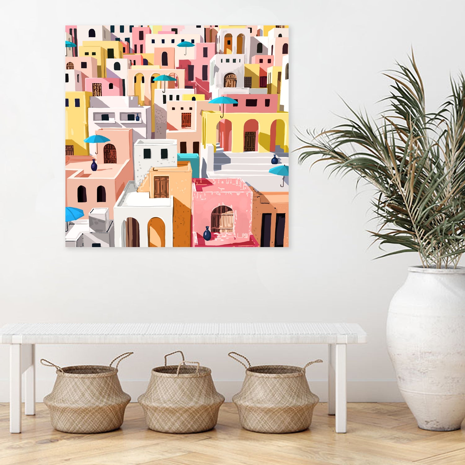 Pastel Cityscape by Uma Gokhale on GIANT ART - pink digital painting