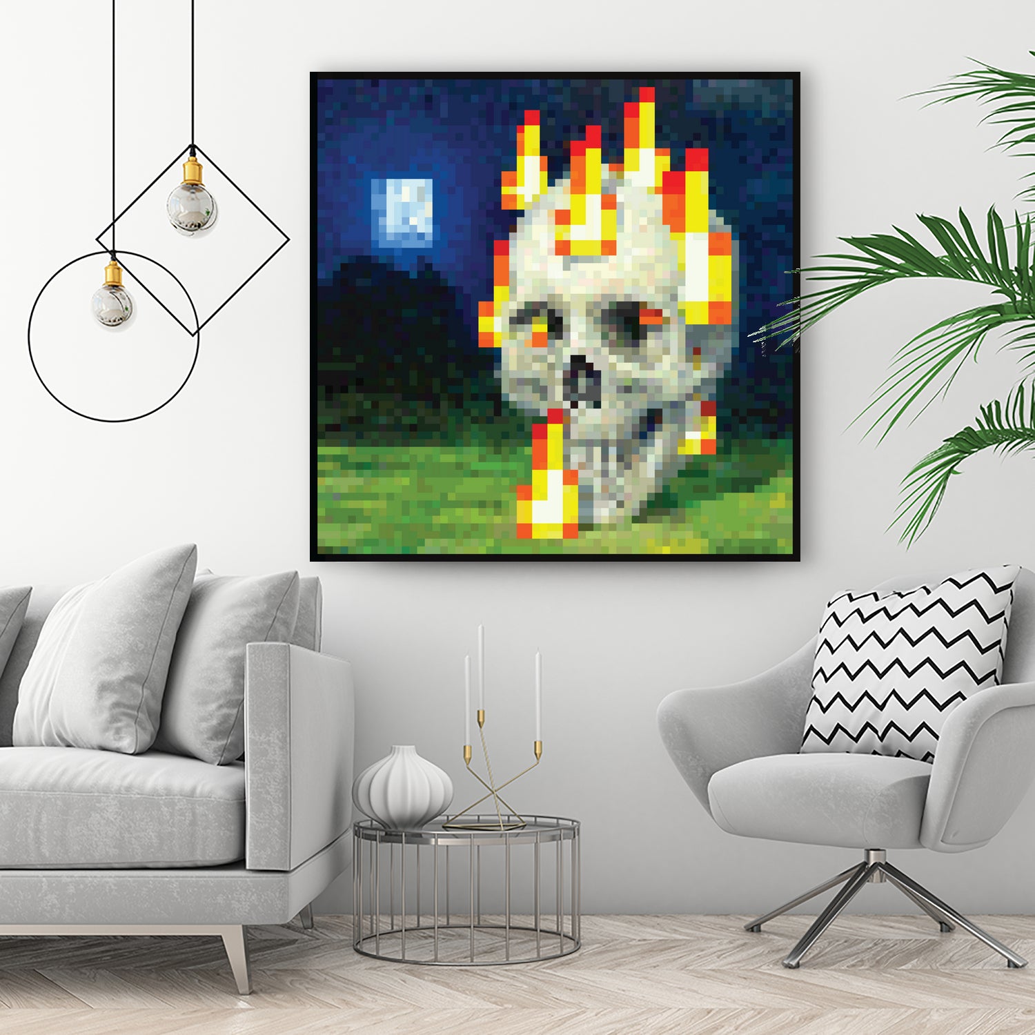Minecraft Painting Skull on Fire by Javier Arrarte on GIANT ART - black game design
