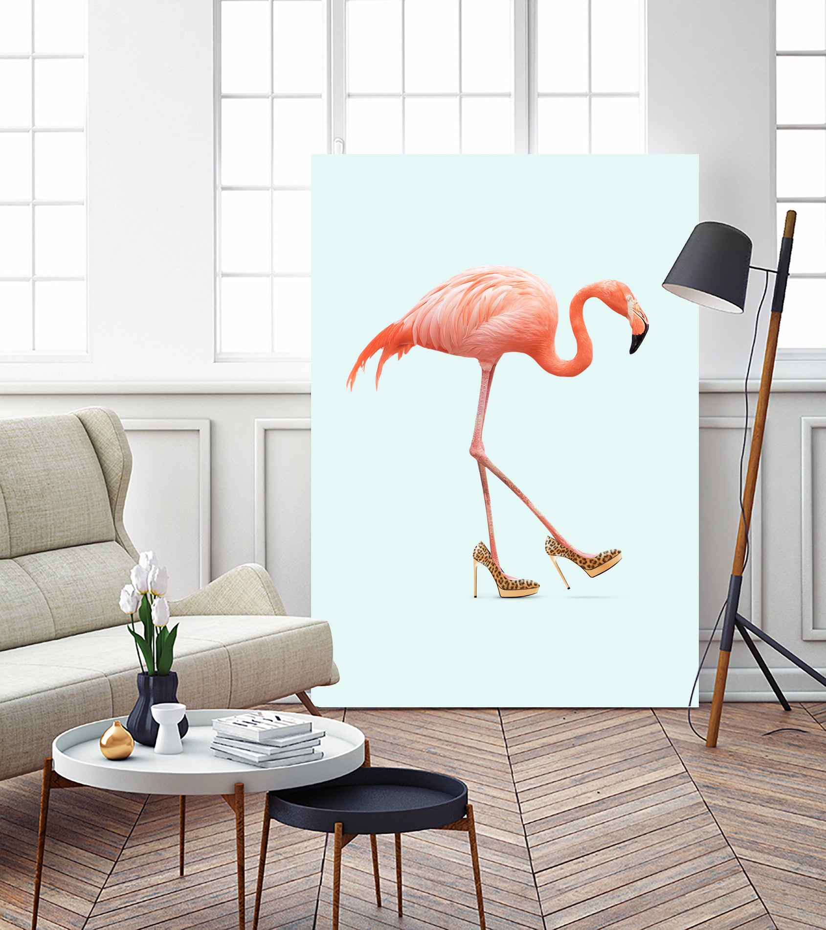 Fancy Flamingo by Jonas Loose on GIANT ART - blue photo manipulation