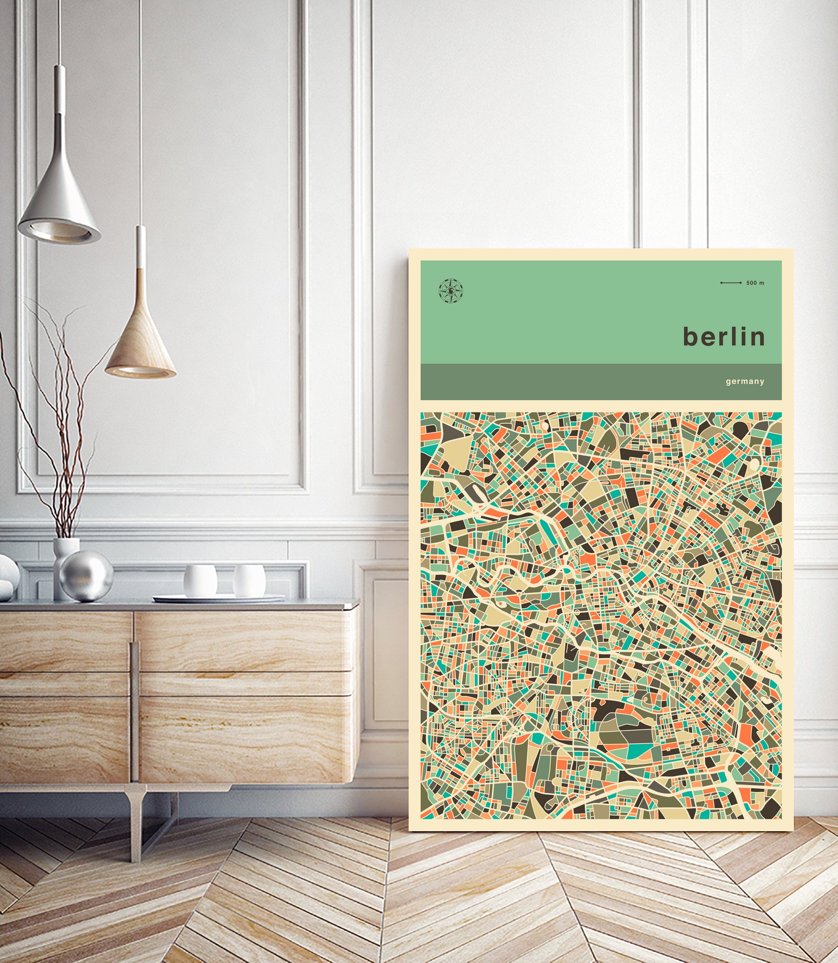 Berlin Map by Jazzberry Blue on GIANT ART - pink vector illustration